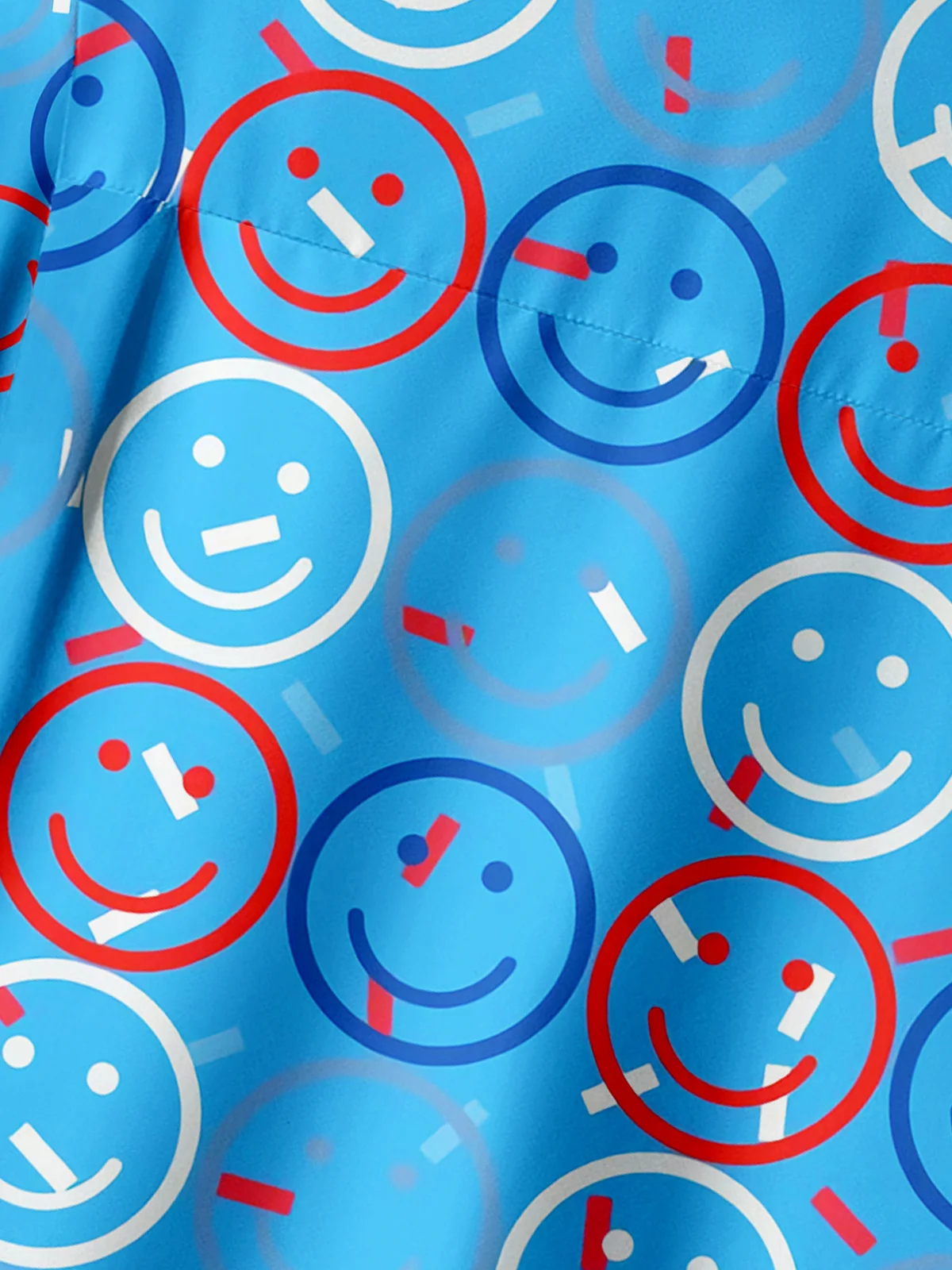 Smiling Face Chest Pocket Short Sleeve Casual Shirt