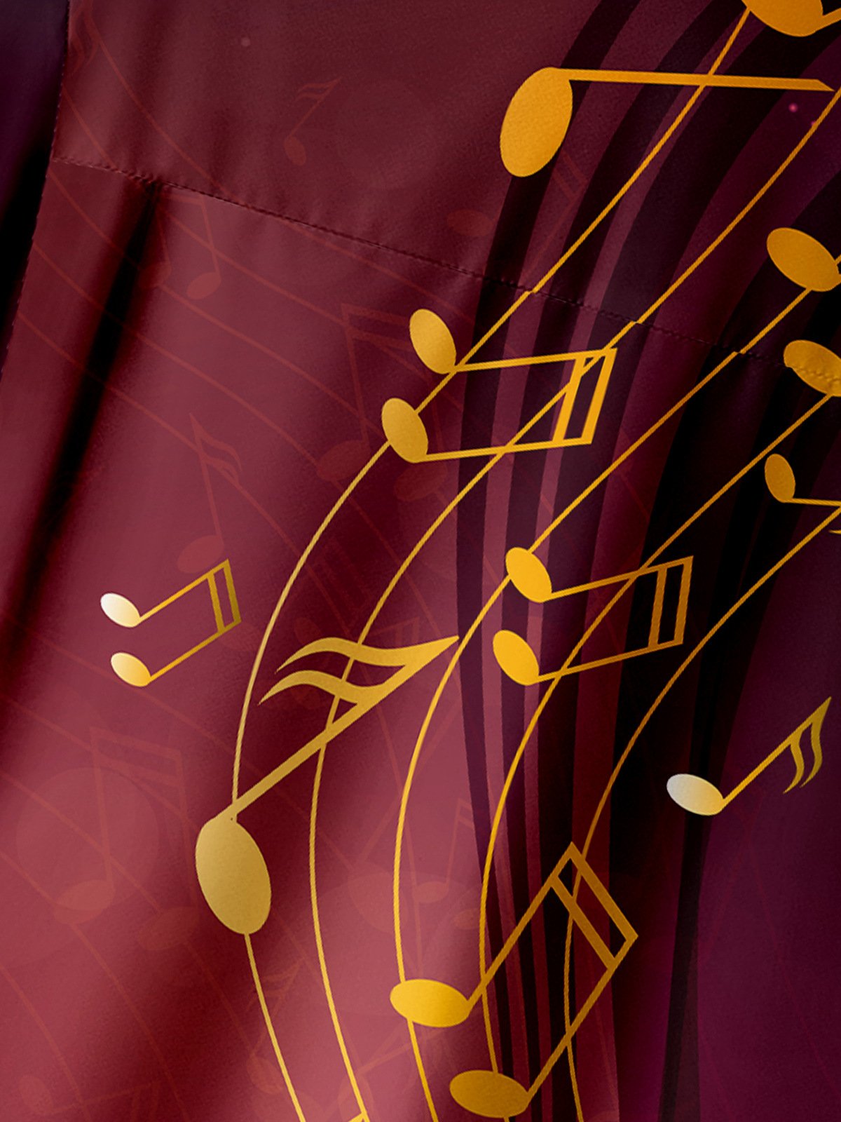 Music Notes Chest Pocket Short Sleeve Casual Shirt