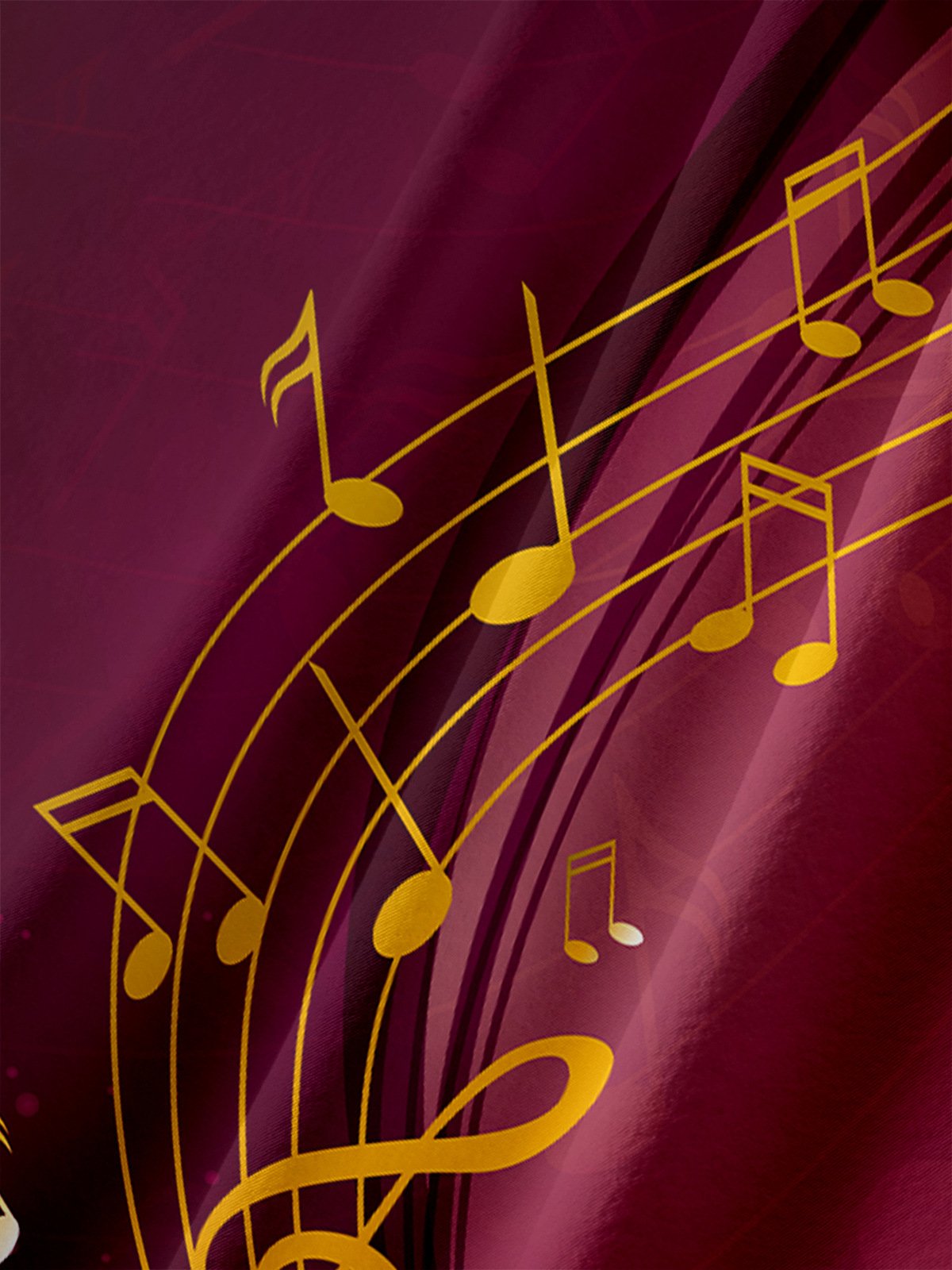 Music Notes Chest Pocket Short Sleeve Casual Shirt