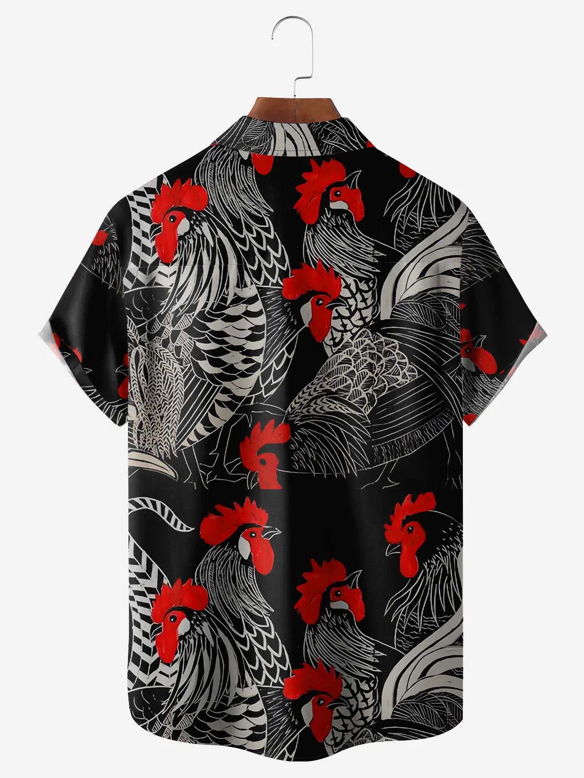 Rooster Chest Pocket Short Sleeve Casual Shirt