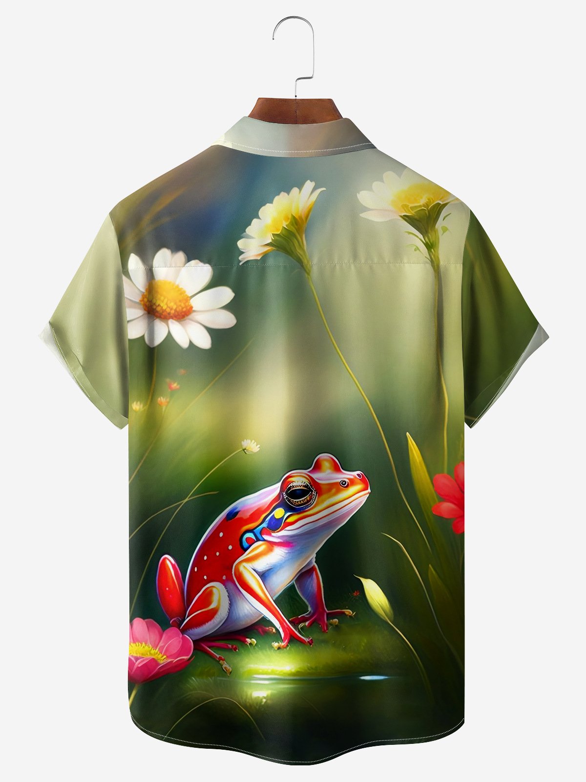 Frog Chest Pocket Short Sleeve Hawaiian Shirt