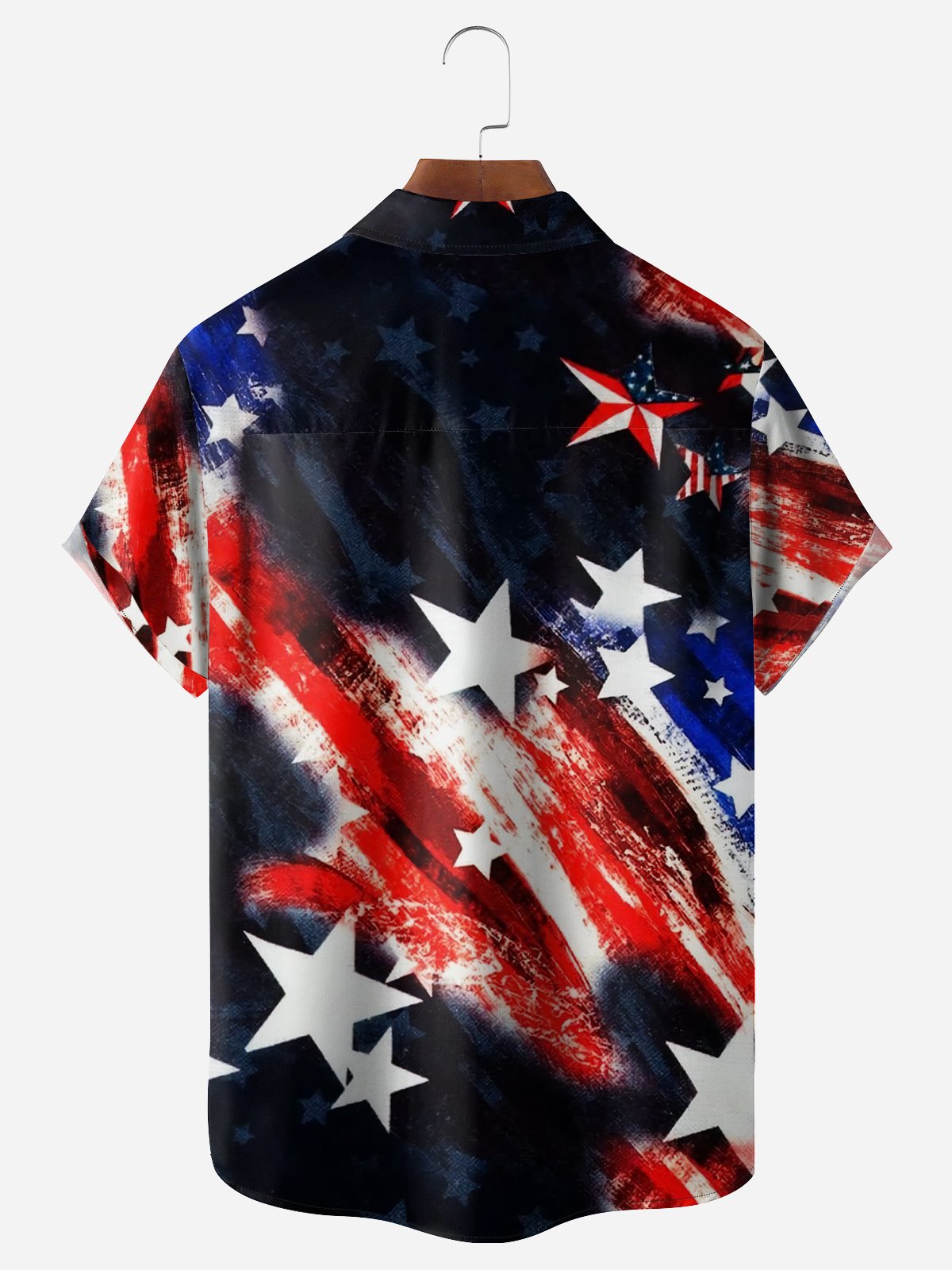 USA Flag Chest Pocket Short Sleeve Casual Shirt