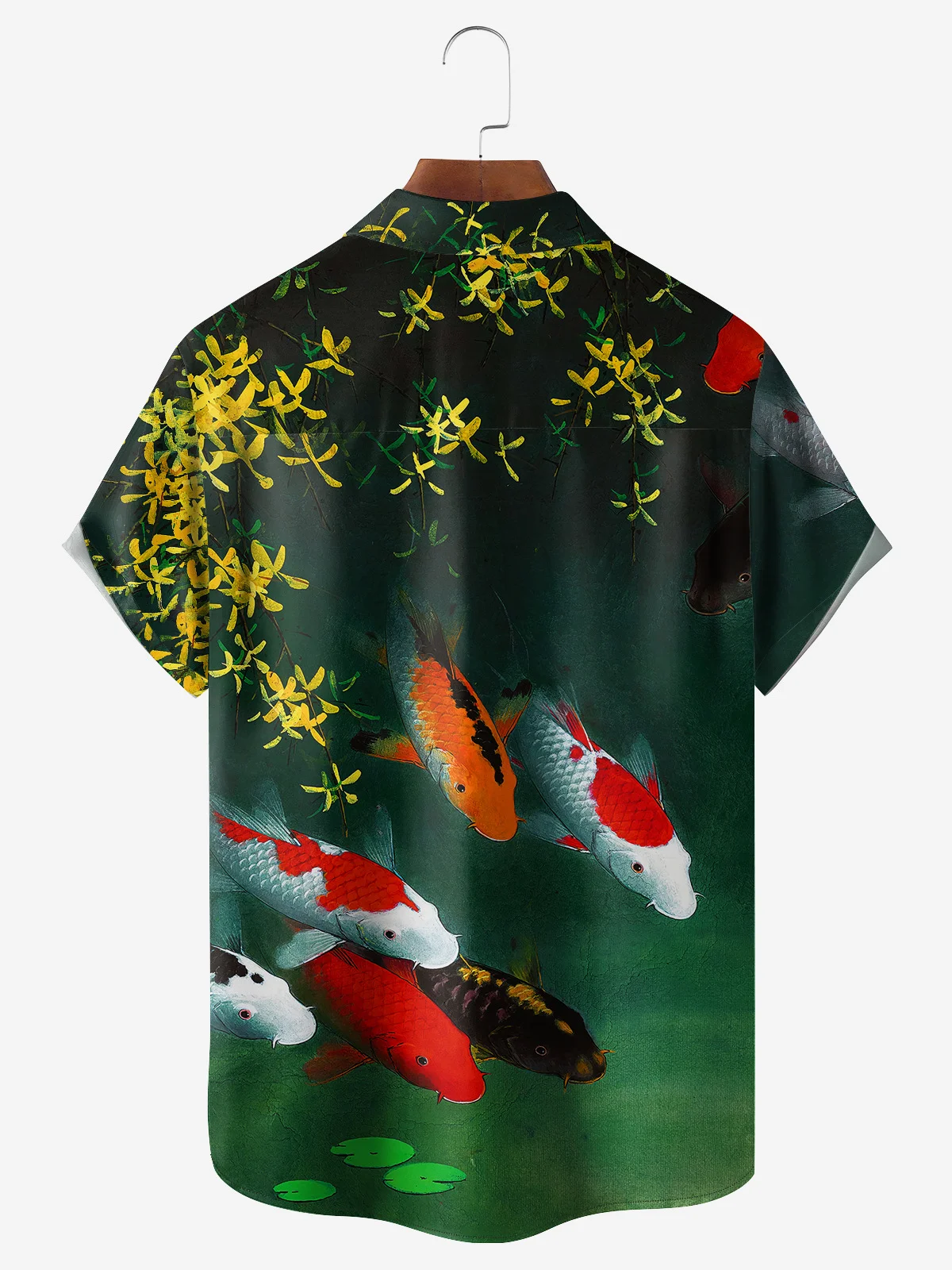 Ukiyo-e Carp Chest Pocket Short Sleeve Casual Shirt