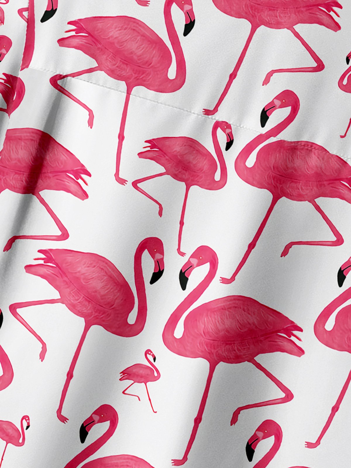 Flamingo Chest Pocket Short Sleeve Hawaiian Shirt