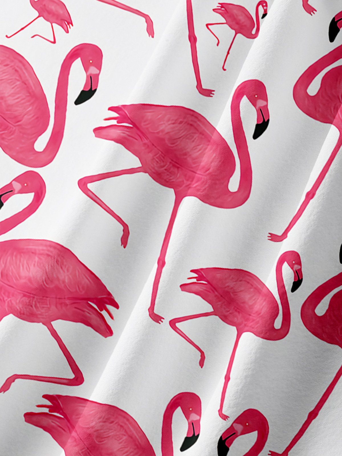 Flamingo Chest Pocket Short Sleeve Hawaiian Shirt