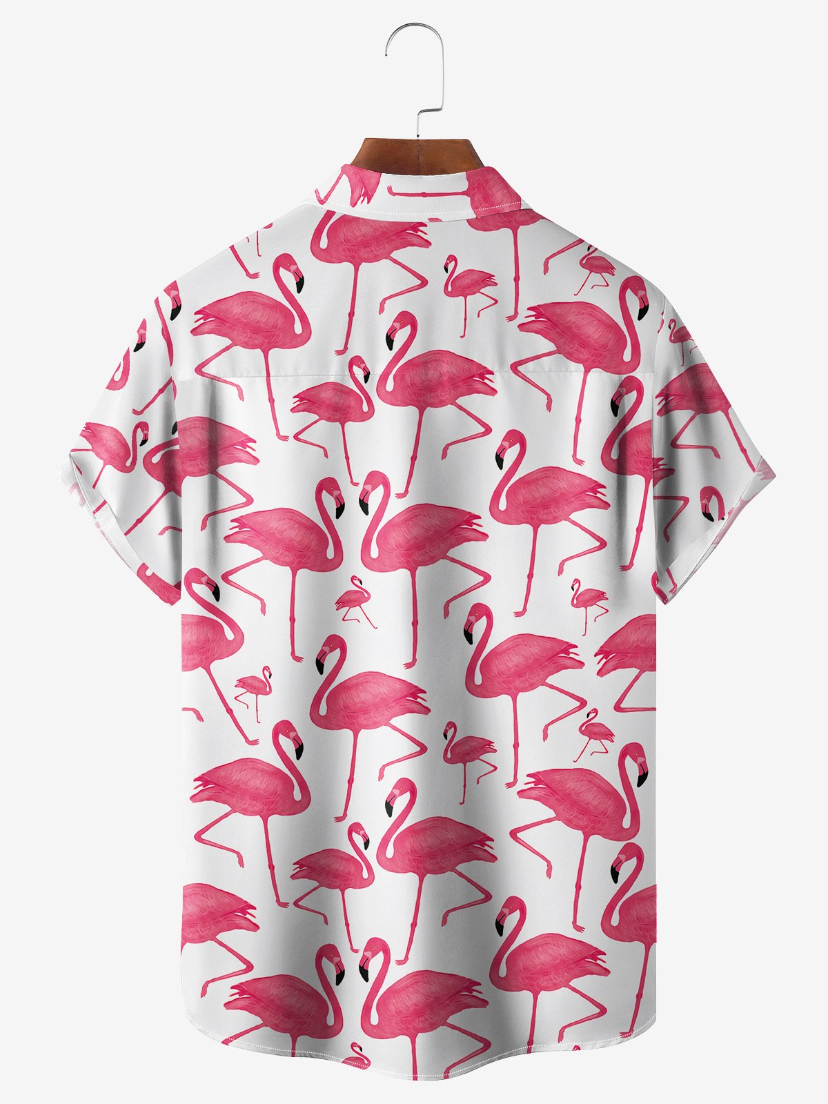 Flamingo Chest Pocket Short Sleeve Hawaiian Shirt