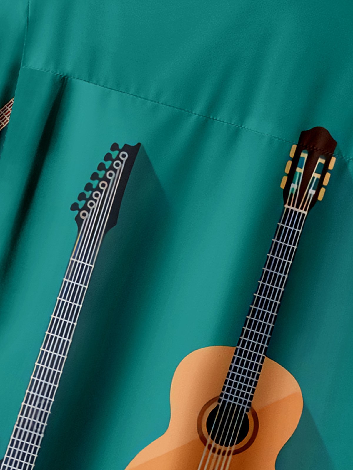 Guitar Chest Pocket Short Sleeve Hawaiian Shirt