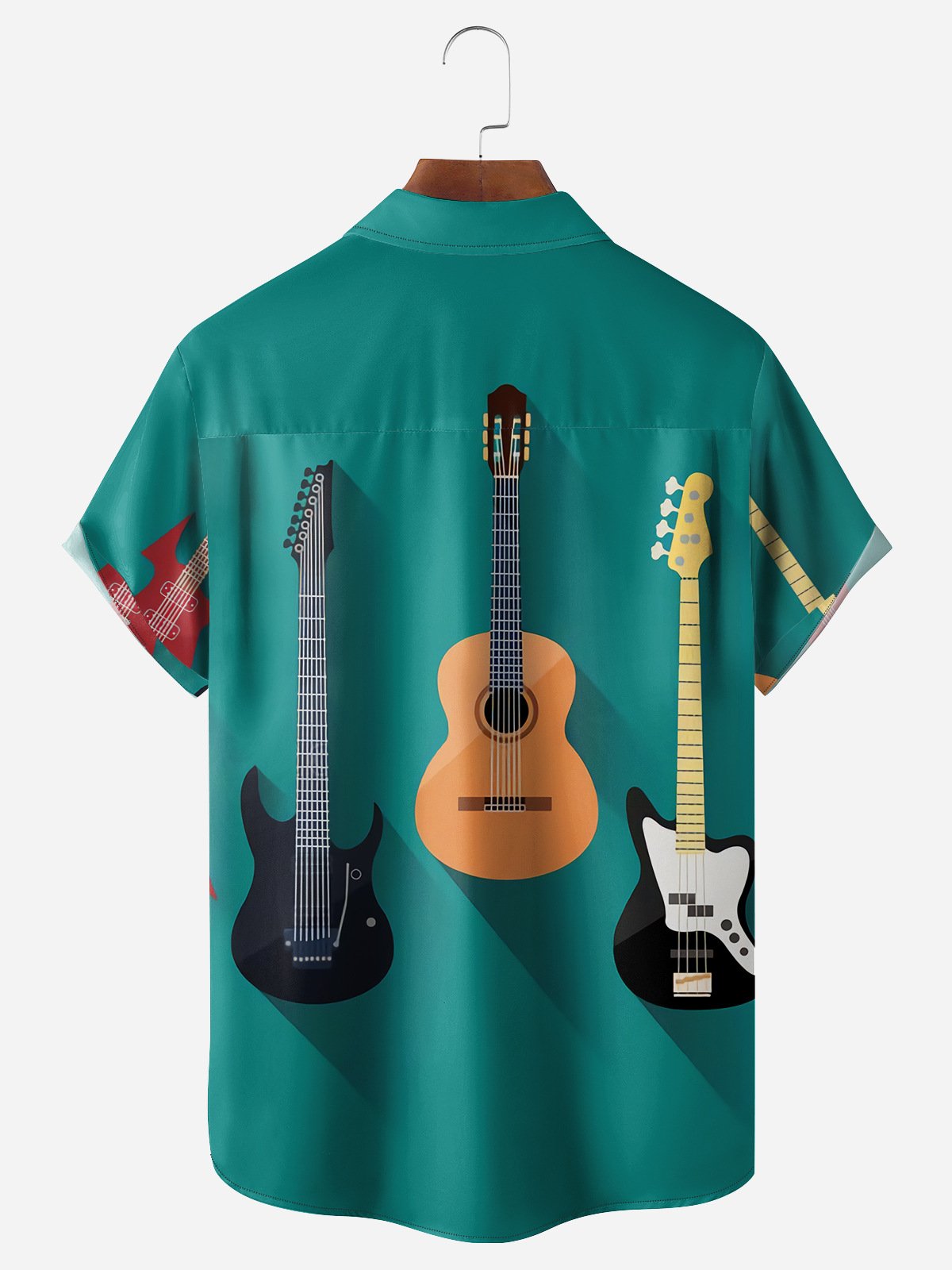 Guitar Chest Pocket Short Sleeve Hawaiian Shirt