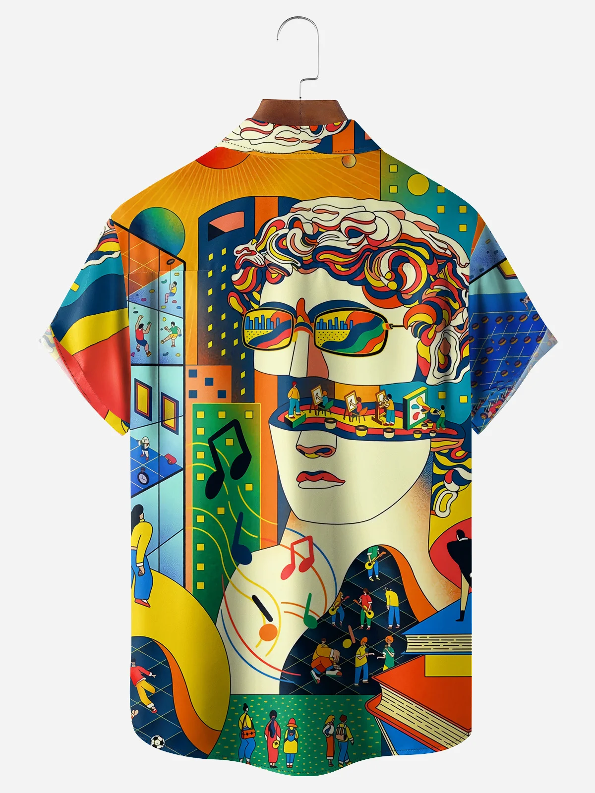 Music Human Statue Chest Pocket Short Sleeve Hawaiian Shirt