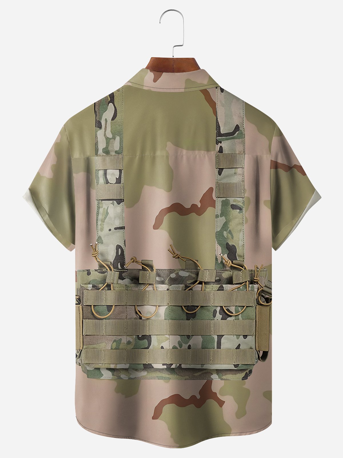 Soldier Uniform Pattern Camo Chest Pocket Short Sleeve Hawaiian Shirt