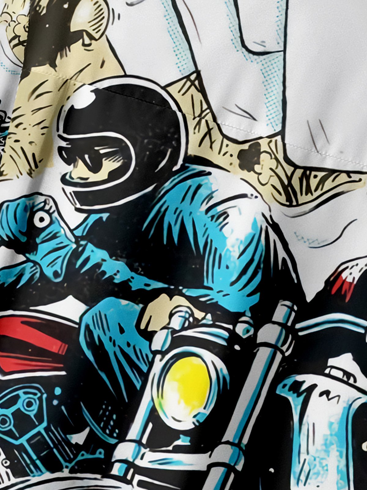 Motorcycle Chest Pocket Short Sleeve Hawaiian Shirt