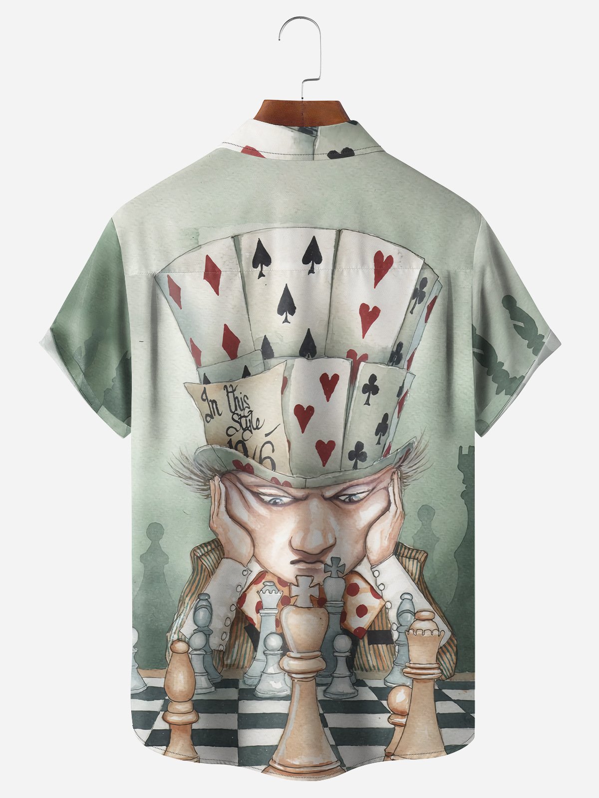 Playcard&Chess Chest Pocket Short Sleeve Hawaiian Shirt
