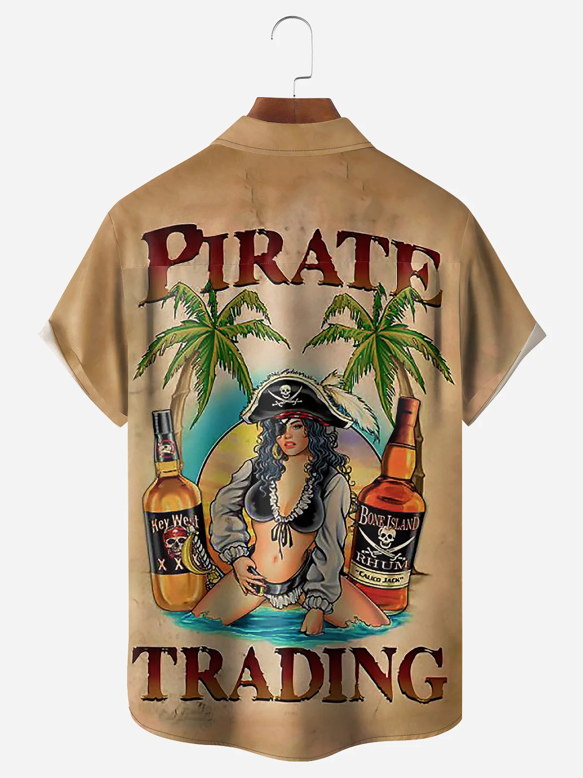 Belle Pirate Chest Pocket Short Sleeve Hawaiian Shirt