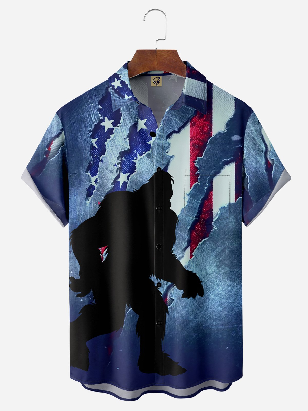 Flag Chest Pocket Short Sleeve Casual Shirt