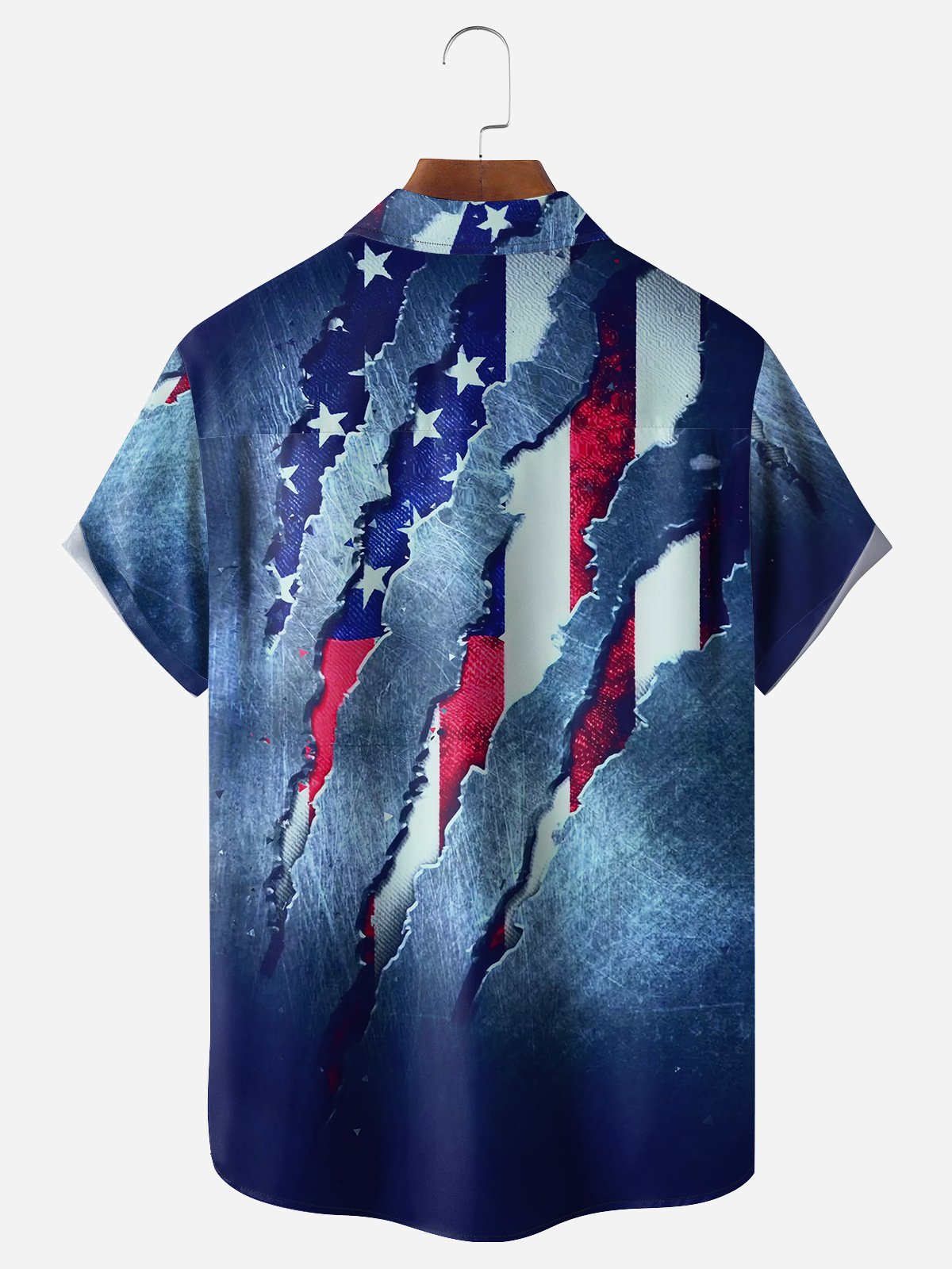 Flag Chest Pocket Short Sleeve Casual Shirt