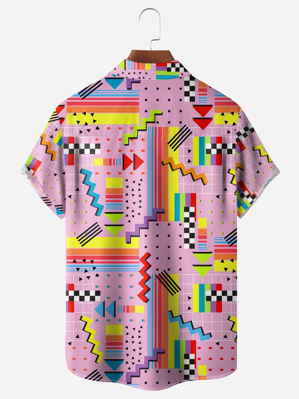 Geometric Chest Pocket Short Sleeve Casual Shirt