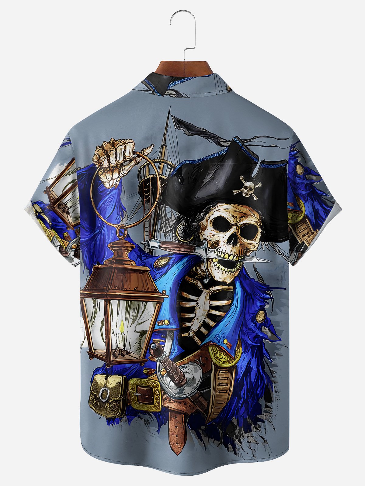 Pirate Chest Pocket Short Sleeve Hawaiian Shirt