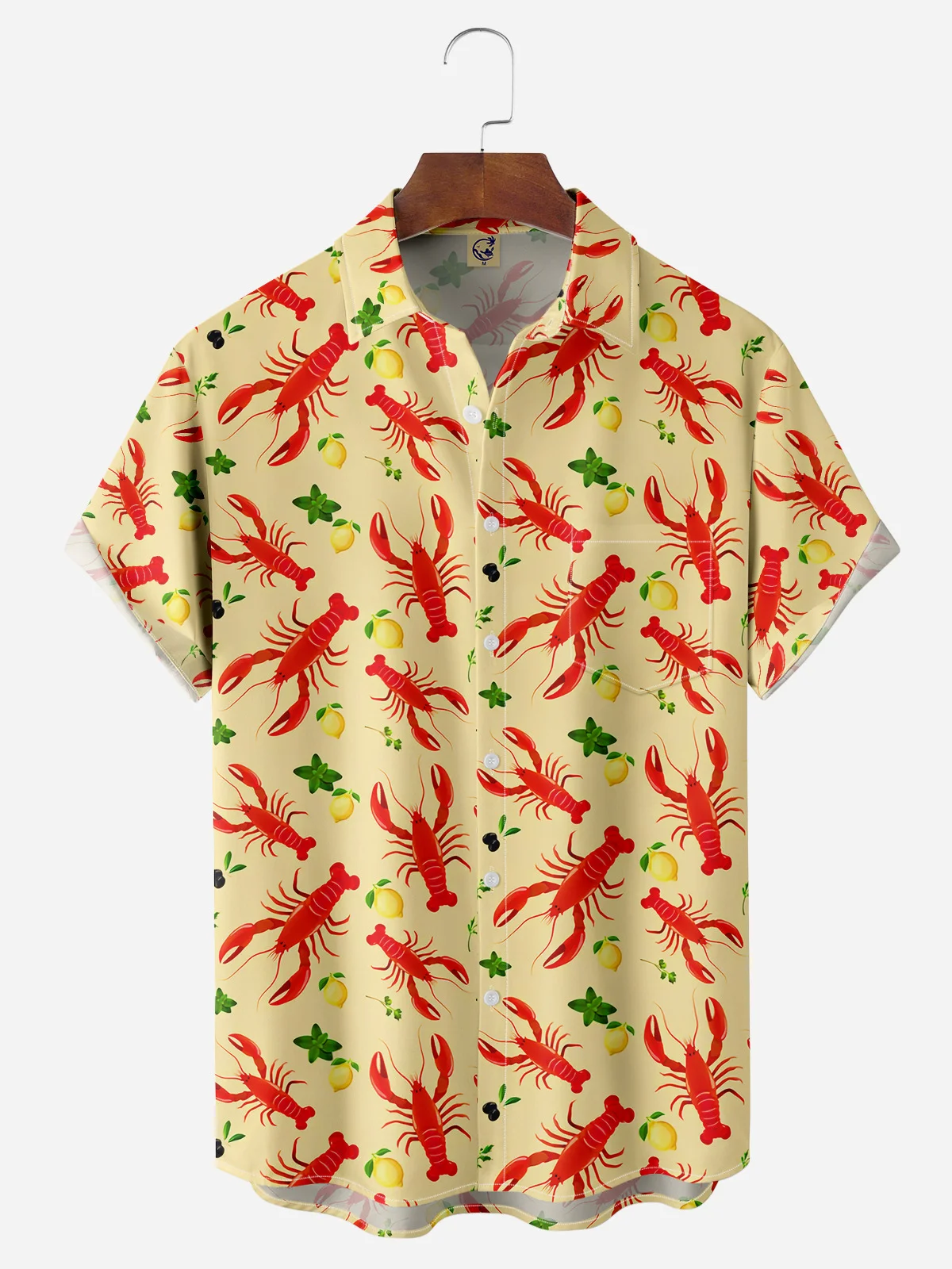 Lobster Chest Pocket Short Sleeve Hawaiian Shirt