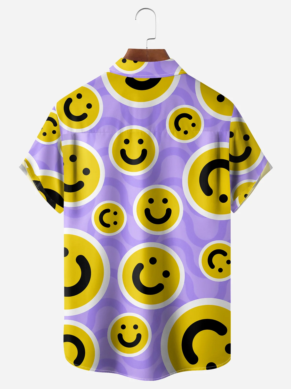 Smiling Face Chest Pocket Short Sleeve Casual Shirt