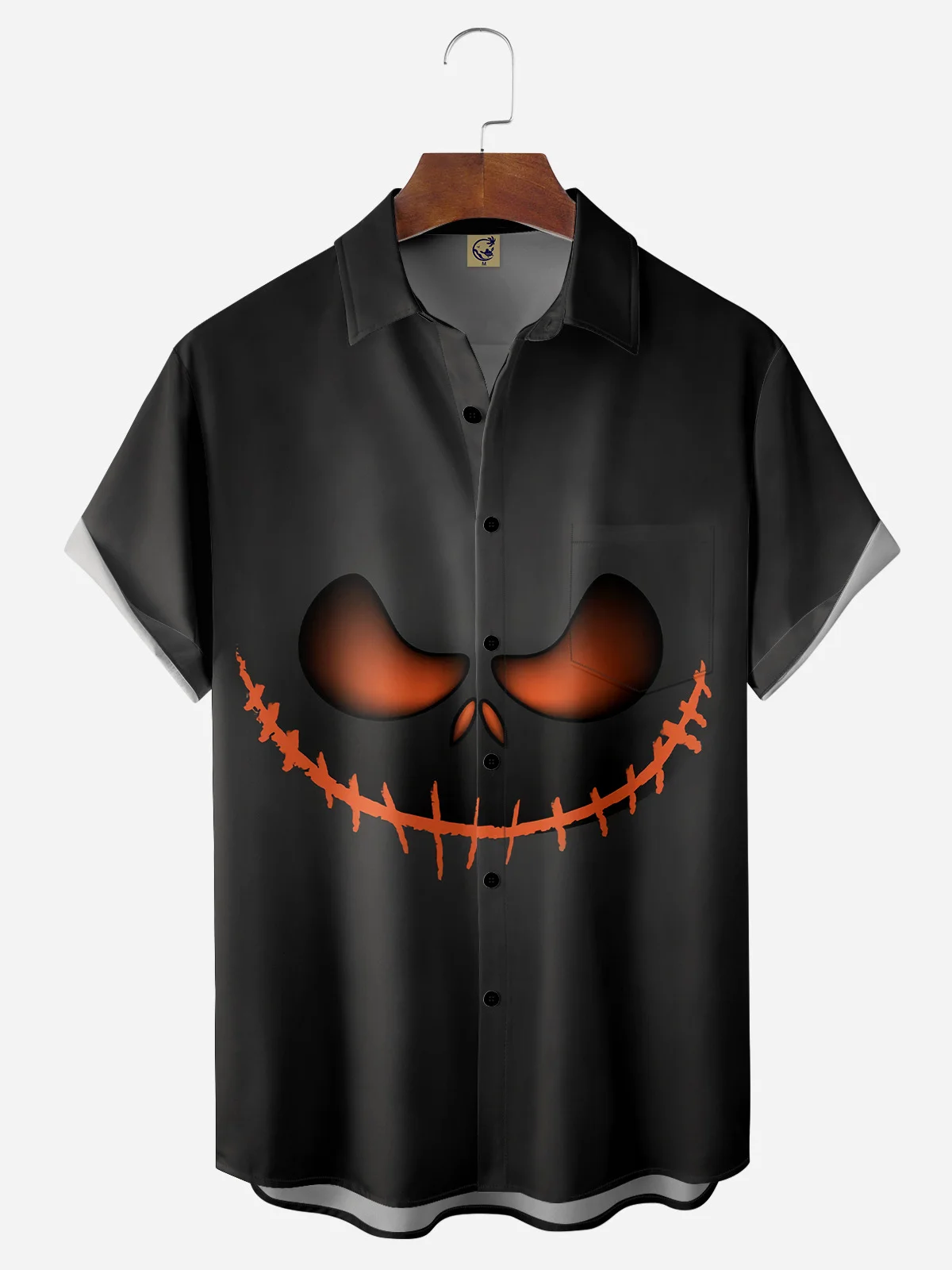 Halloween Ghostface Chest Pocket Short Sleeve Holiday Shirt