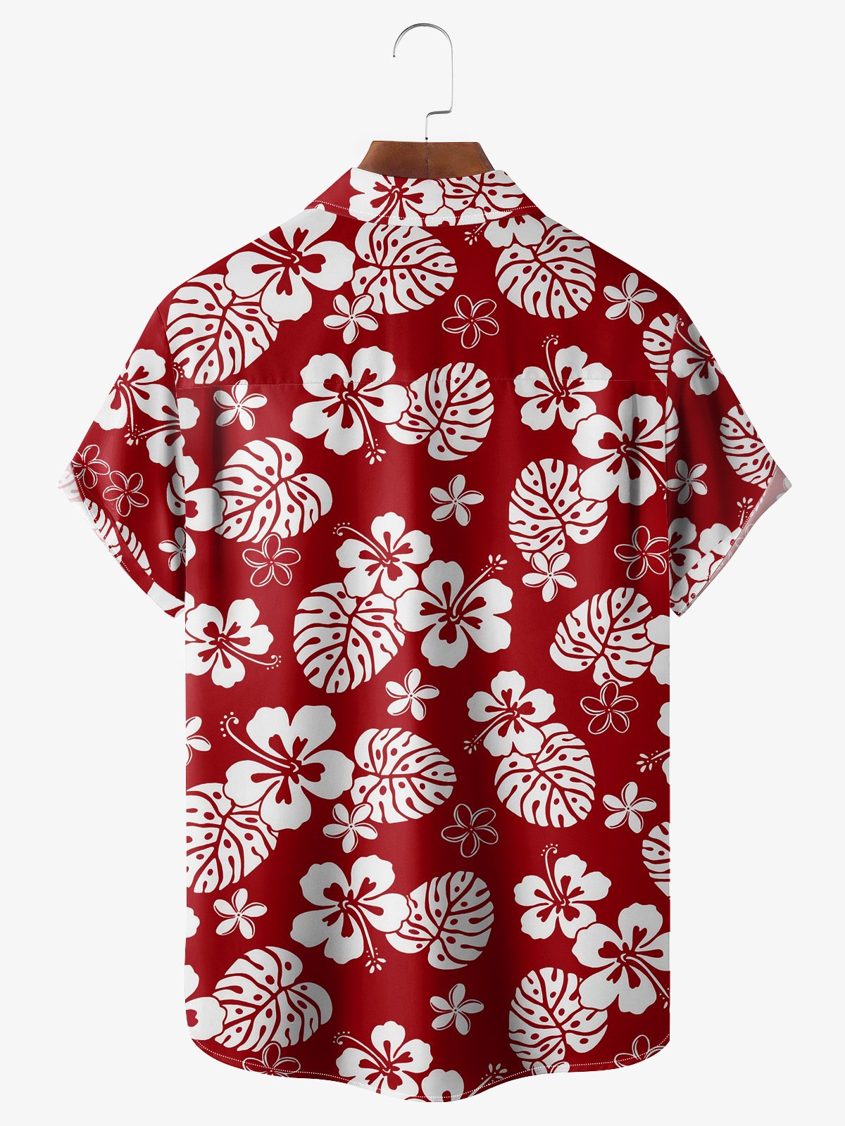 Leaf Floral Chest Pocket Short Sleeve Hawaiian Shirt