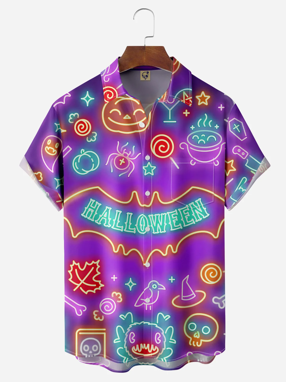 Halloween Chest Pocket Short Sleeve Shirt