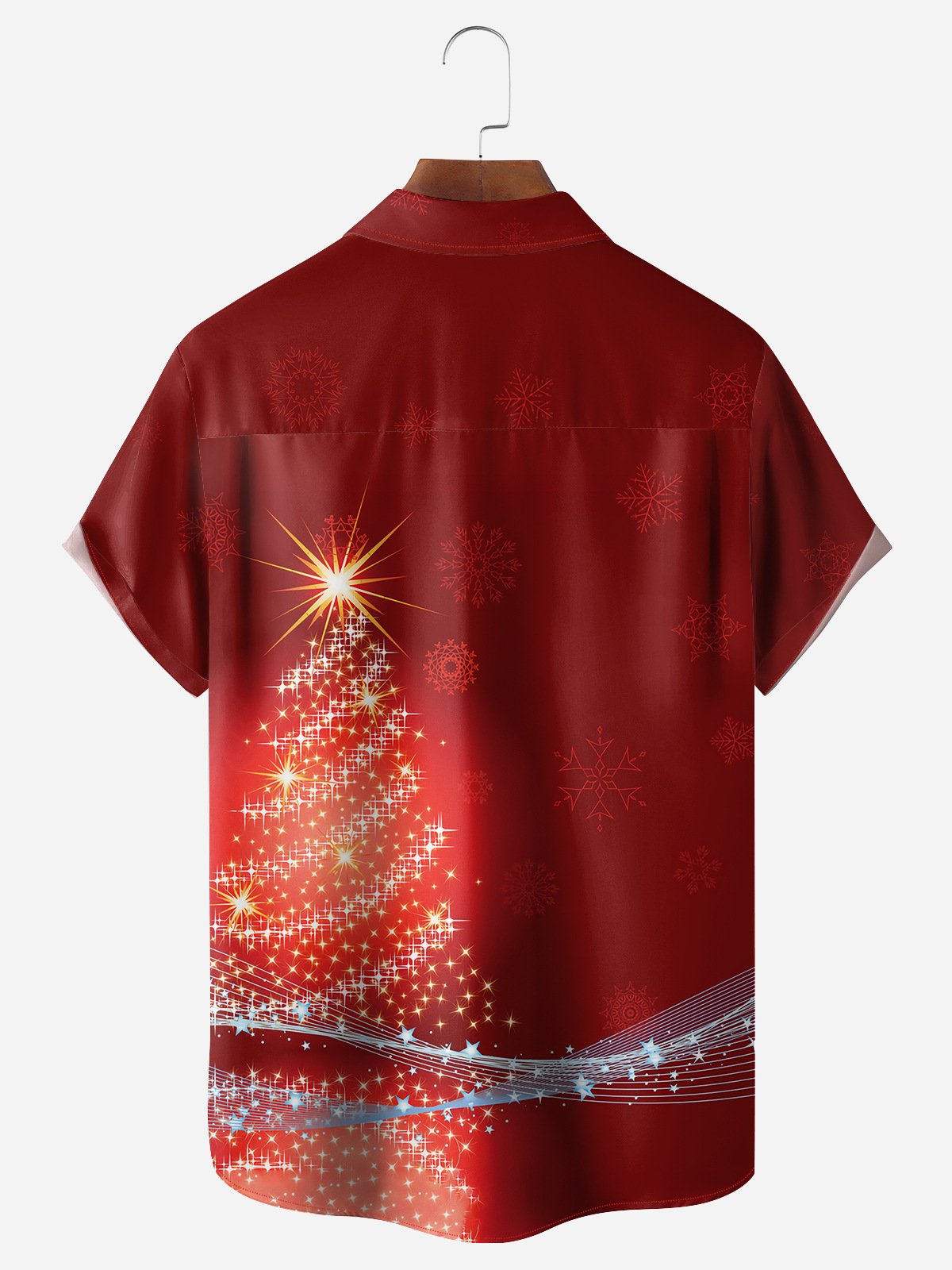 Christmas Tree Chest Pocket Short Sleeve Shirt