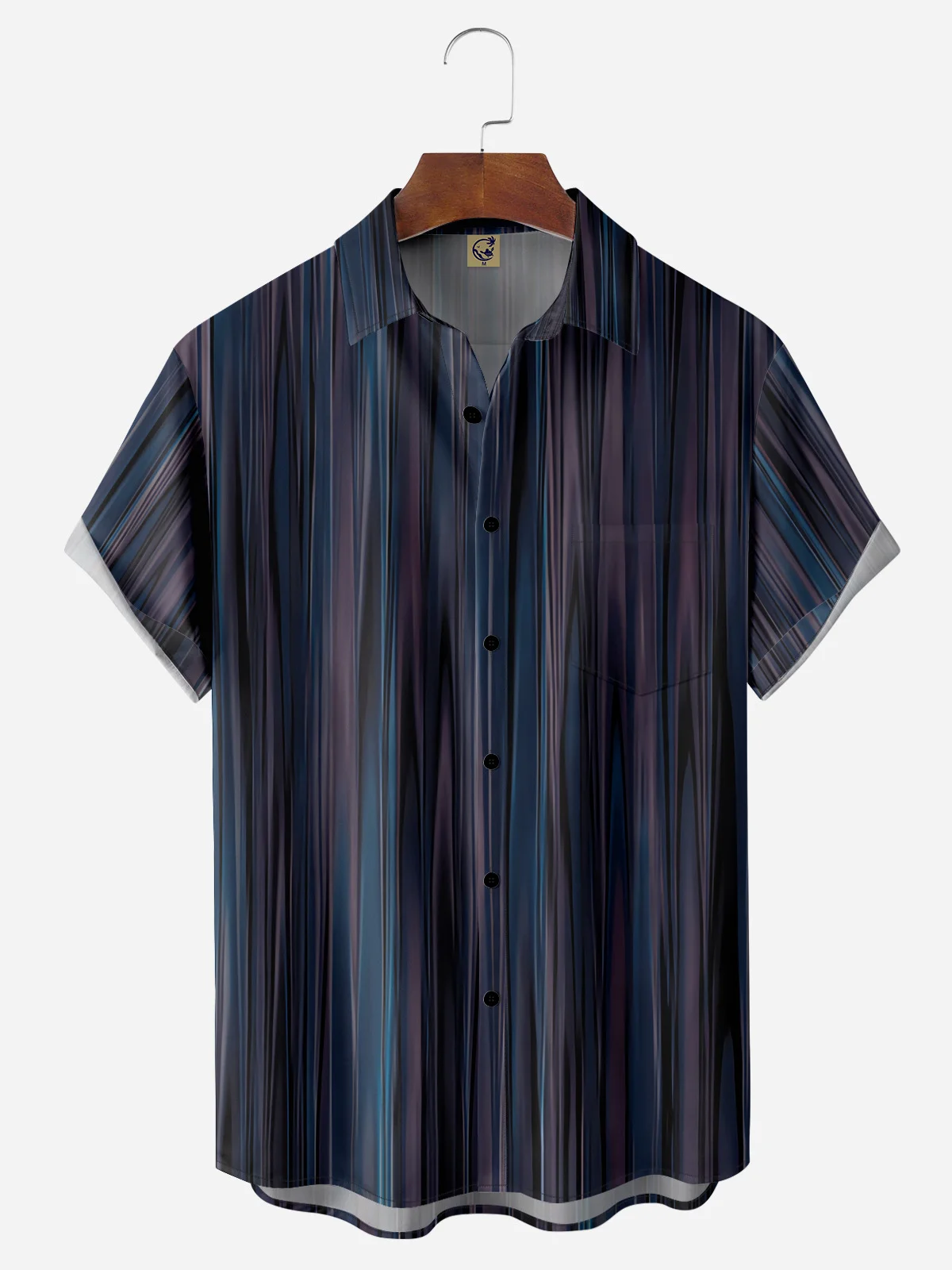 Gradient Pattern Chest Pocket Short Sleeve Shirt