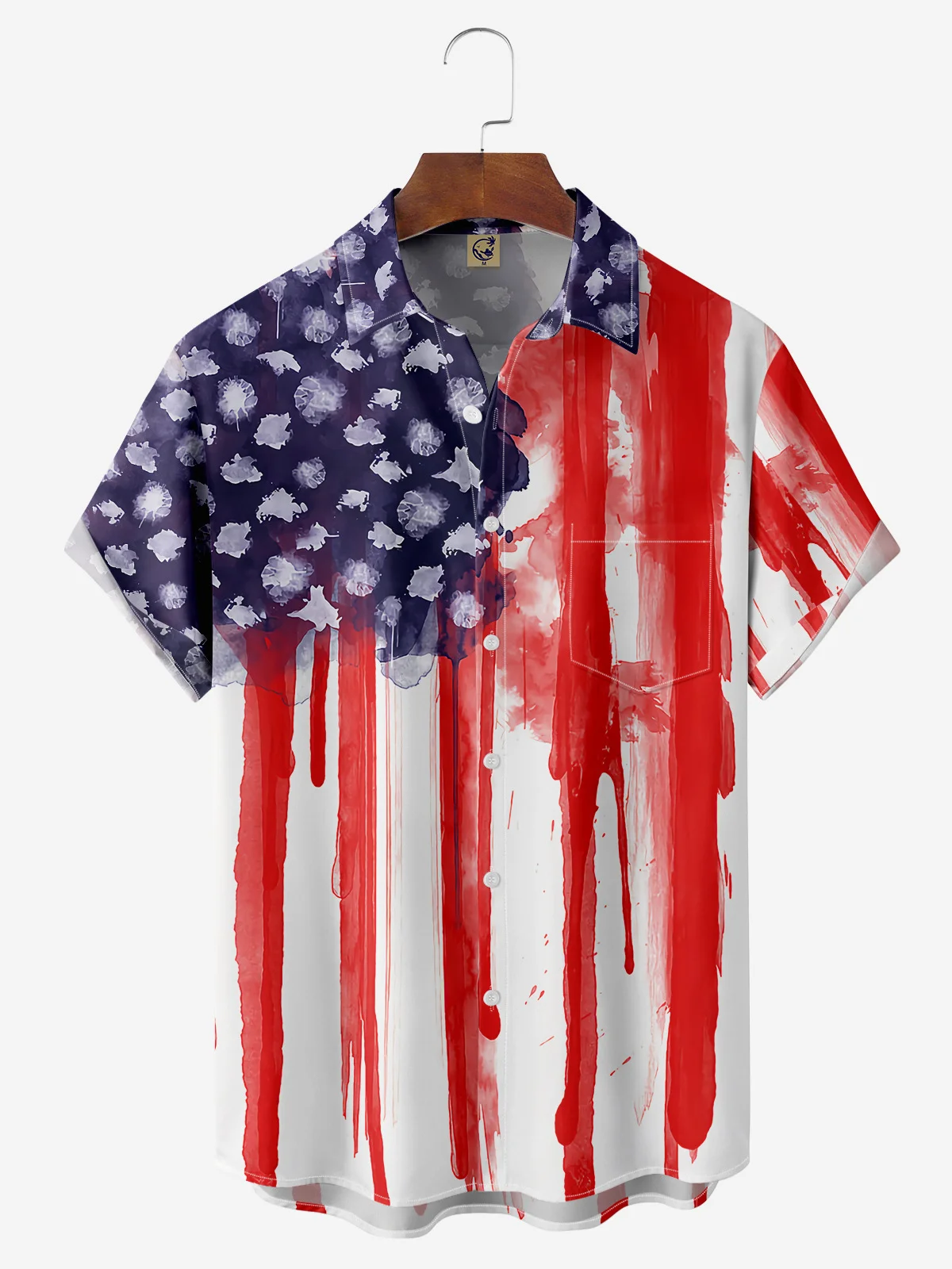 American Flag Chest Pocket Short Sleeve Shirt