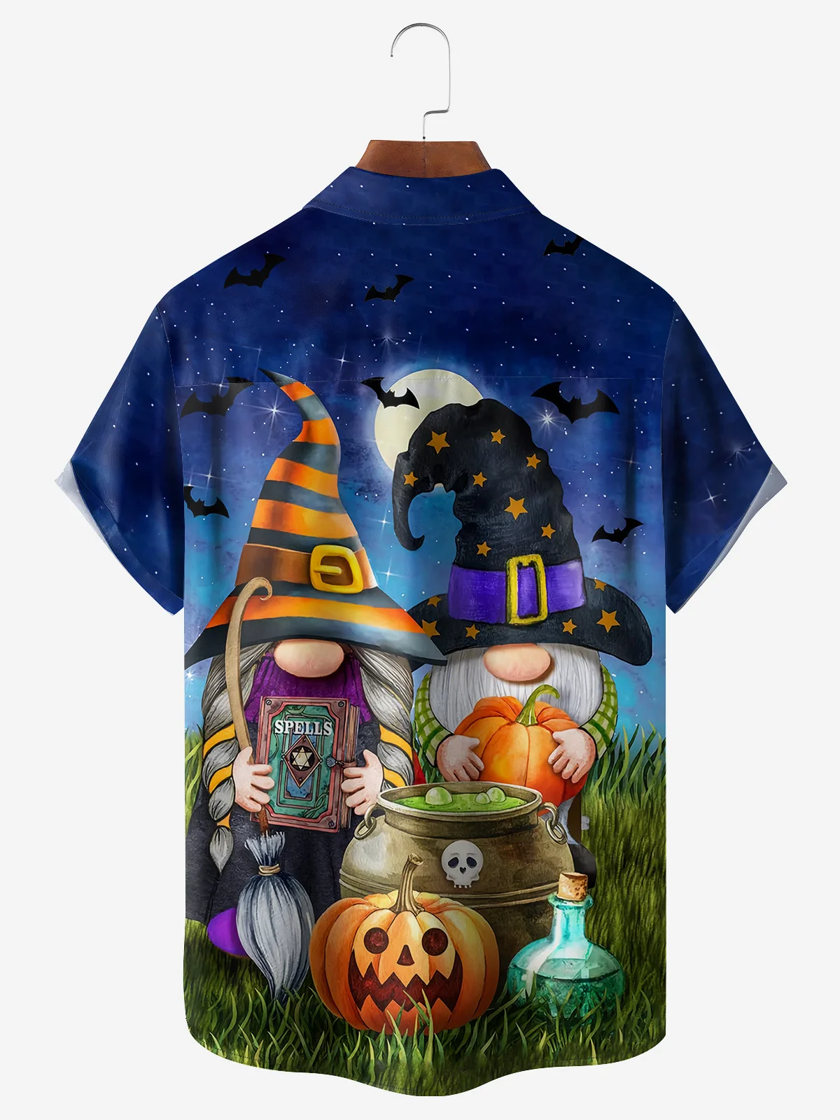 Halloween Gnome Chest Pocket Short Sleeve Shirt