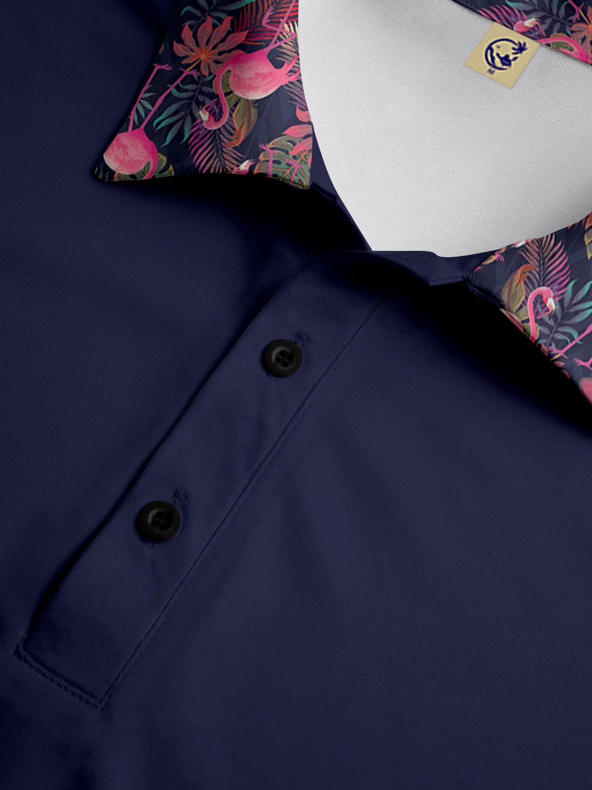 Tropical Floral Flamingo Button Short Sleeve Polo Shirt