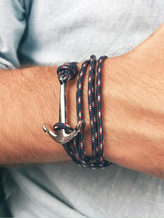 Hardaddy Vacation Casual Anchor Shapes Handwoven Layered Bracelets Men's Jewelry