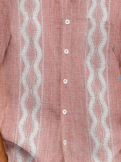 Geometric Striped Chest Pocket Short Sleeve Bowling Shirt