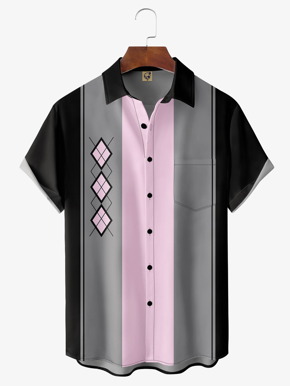 Hardaddy Geometric Art Chest Pocket Short Sleeve Casual Shirt