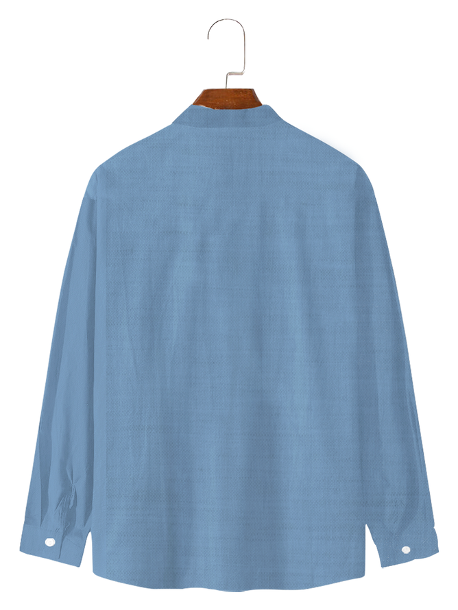 Cotton Plain Long Sleeve Casual Shirt