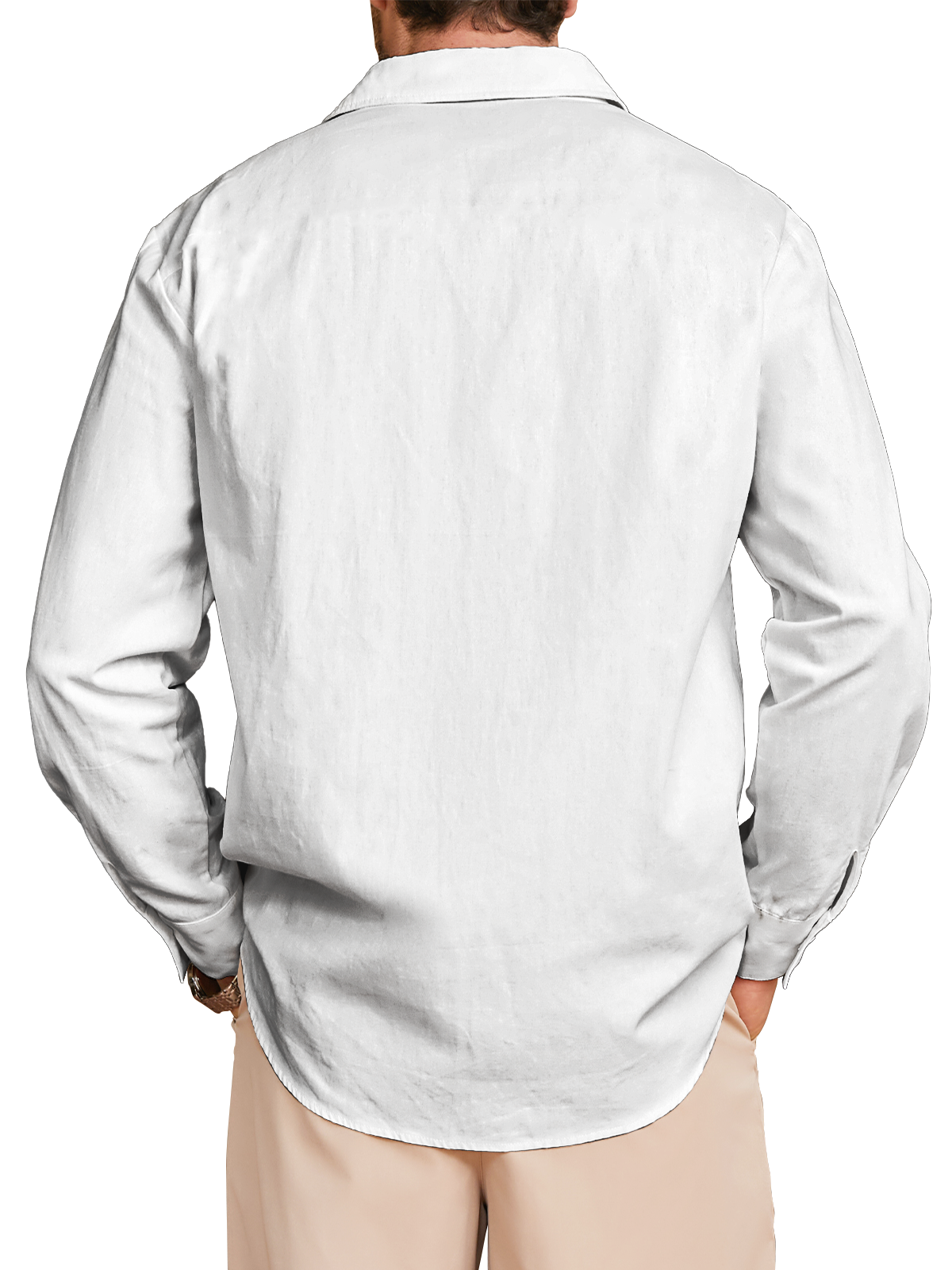 Cotton Plain Chest Pocket Long Sleeve Casual Shirt