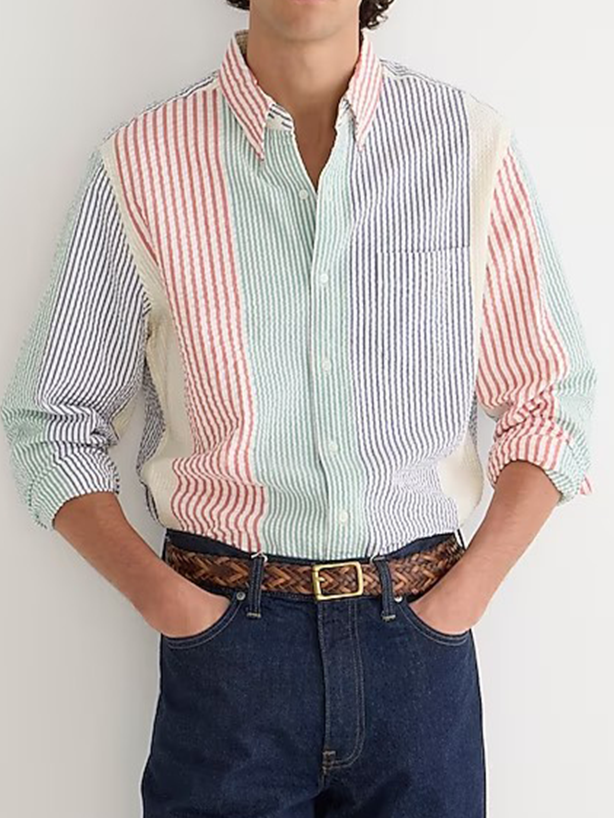 Hardaddy Contrast Stripes Chest Pocket Long Sleeve Casual Shirt