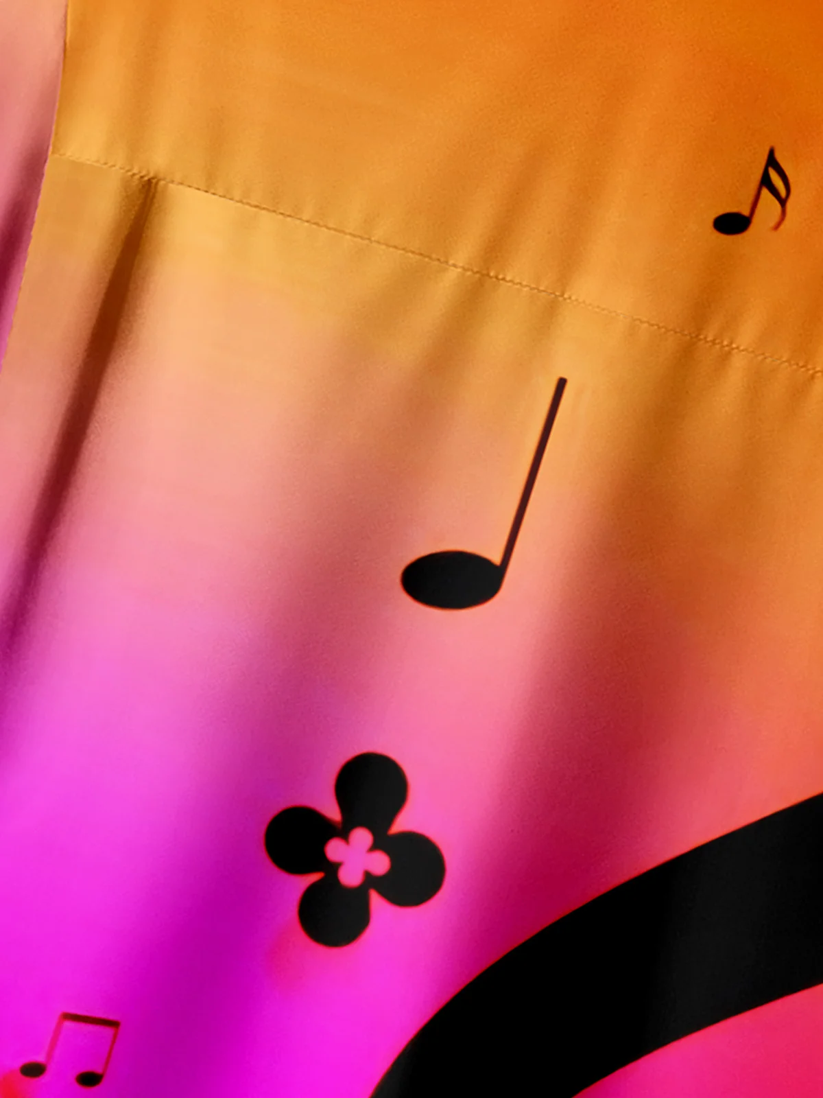 Music Note Chest Pocket Short Sleeve Hawaiian Shirt