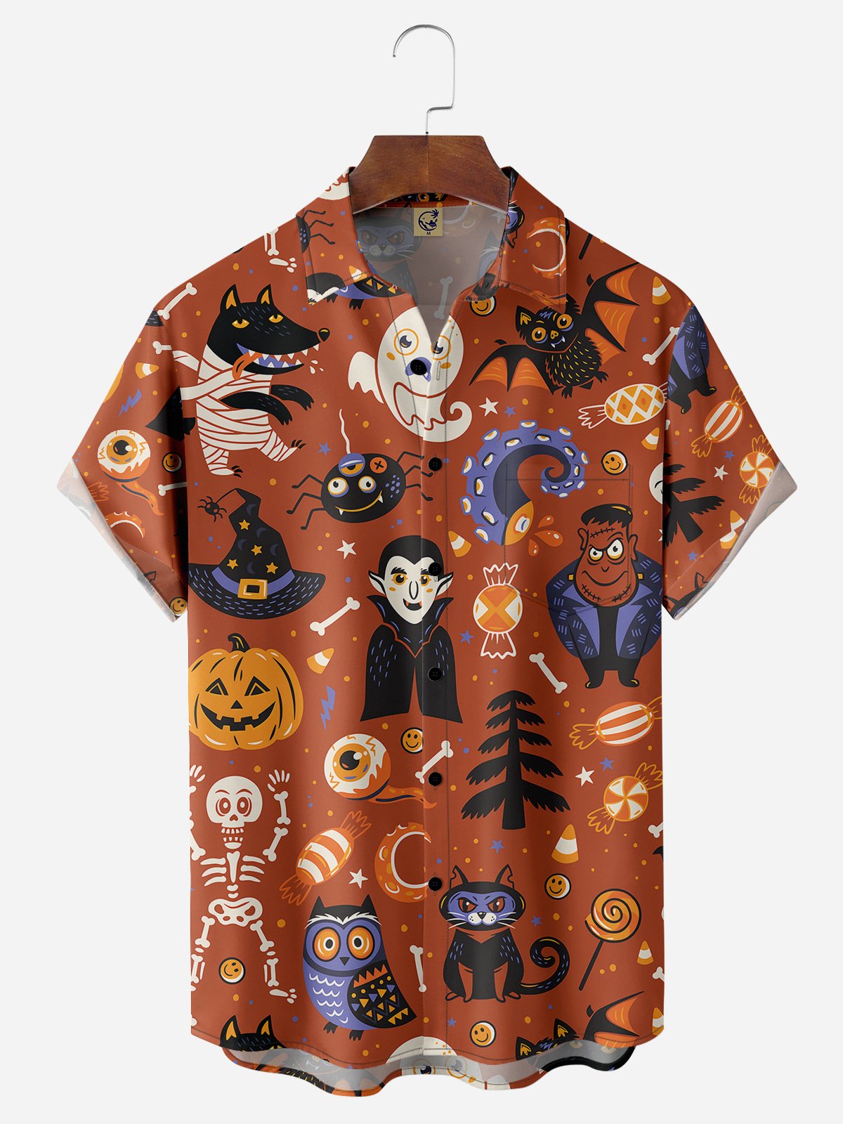 Halloween Chest Pocket Short Sleeve Shirt