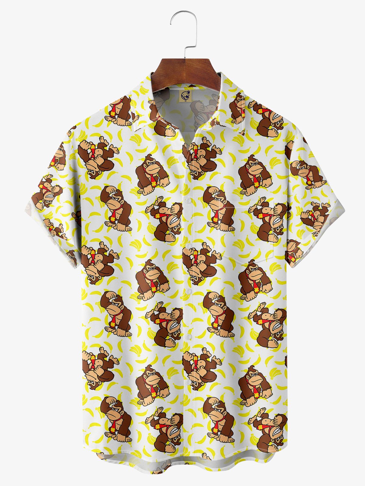 Hardaddy Monkey Chest Pocket Short Sleeve Casual Shirt