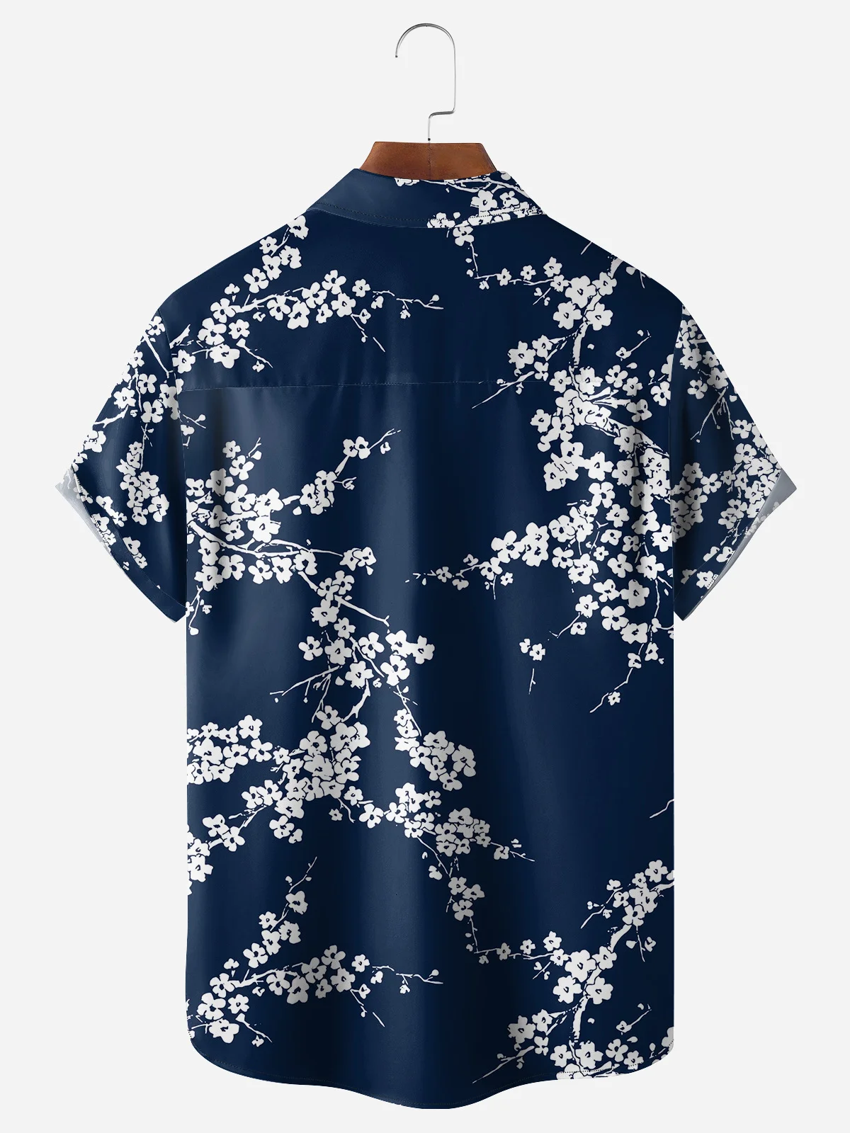 Floral Cherry Blossom Chest Pocket Short Sleeve Casual Shirt