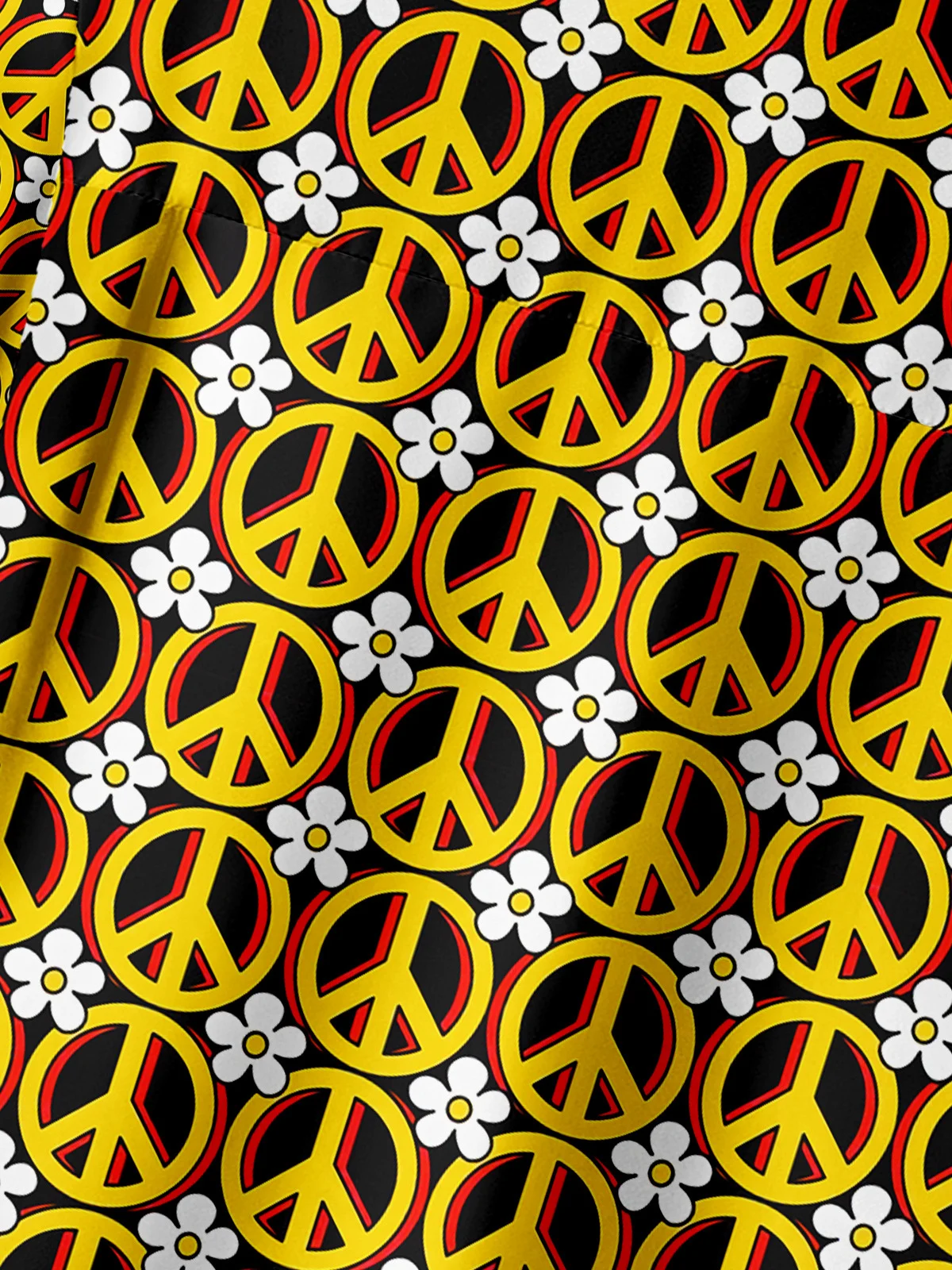 Hippie Peace Love Chest Pocket Short Sleeve Casual Shirt