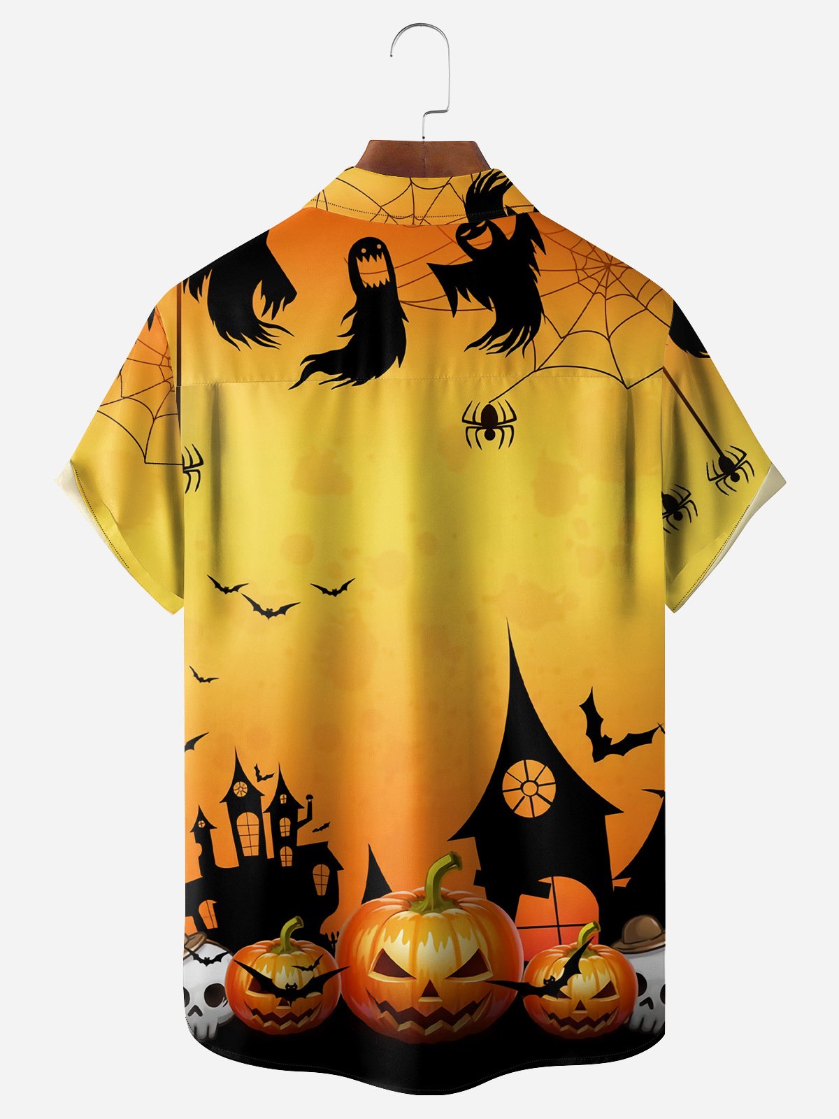 Halloween Chest Pocket Short Sleeve Casual Shirt