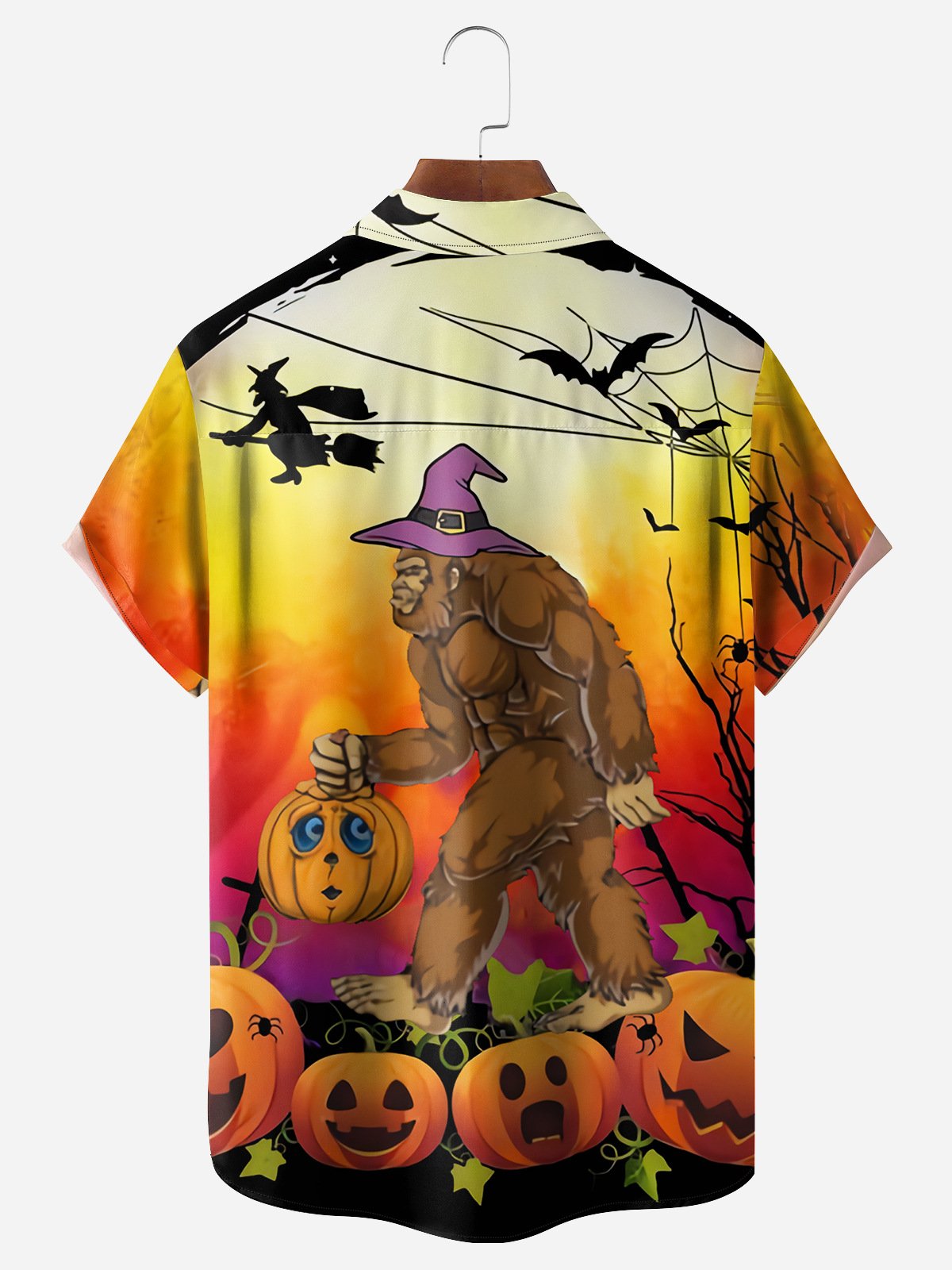 Halloween Chest Pocket Short Sleeve Casual Shirt