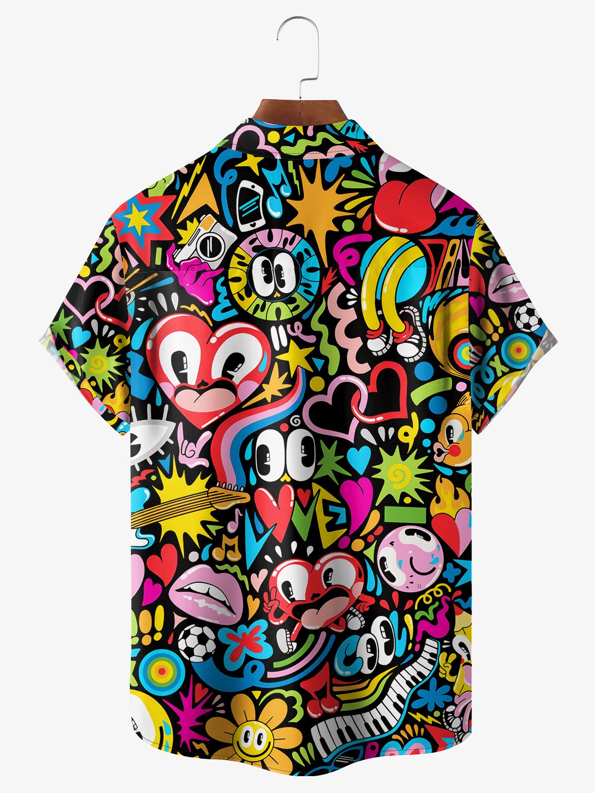 Graffiti Chest Pocket Short Sleeve Funky Shirt