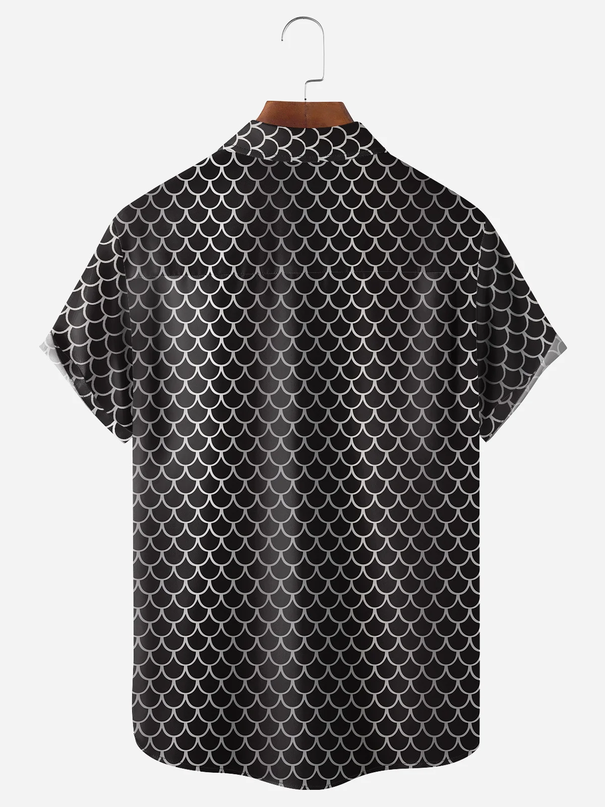 Mermaid Textured Chest Pocket Short Sleeve Casual Shirt