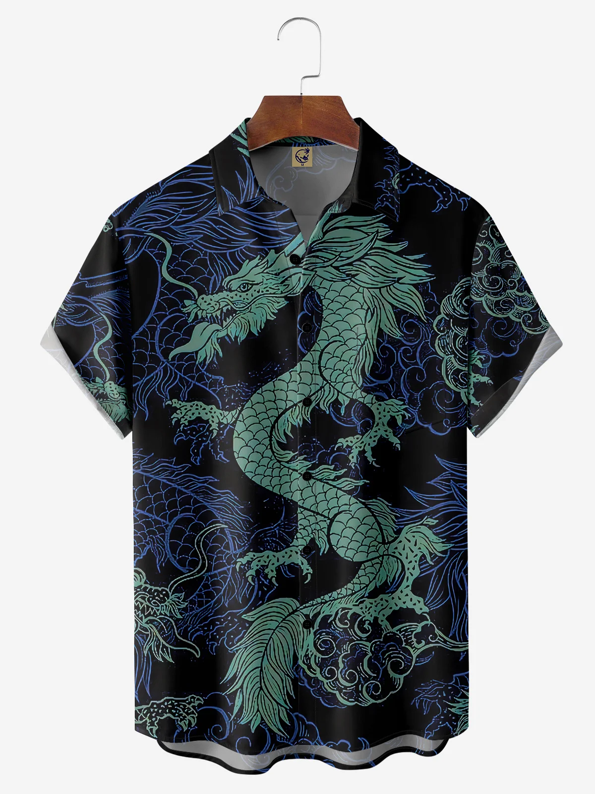 Dragon Chest Pocket Short Sleeve Casual Shirt