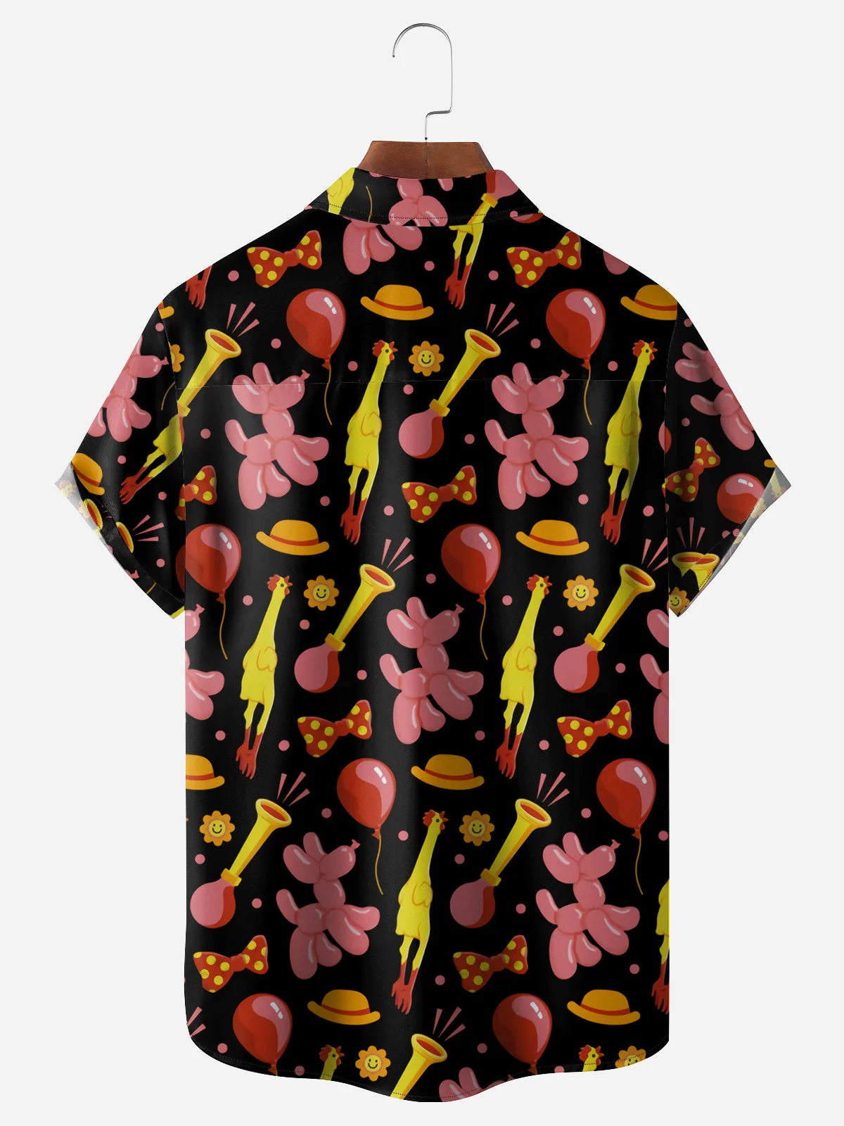 Fun Rooster Chest Pocket Short Sleeve Casual Shirt