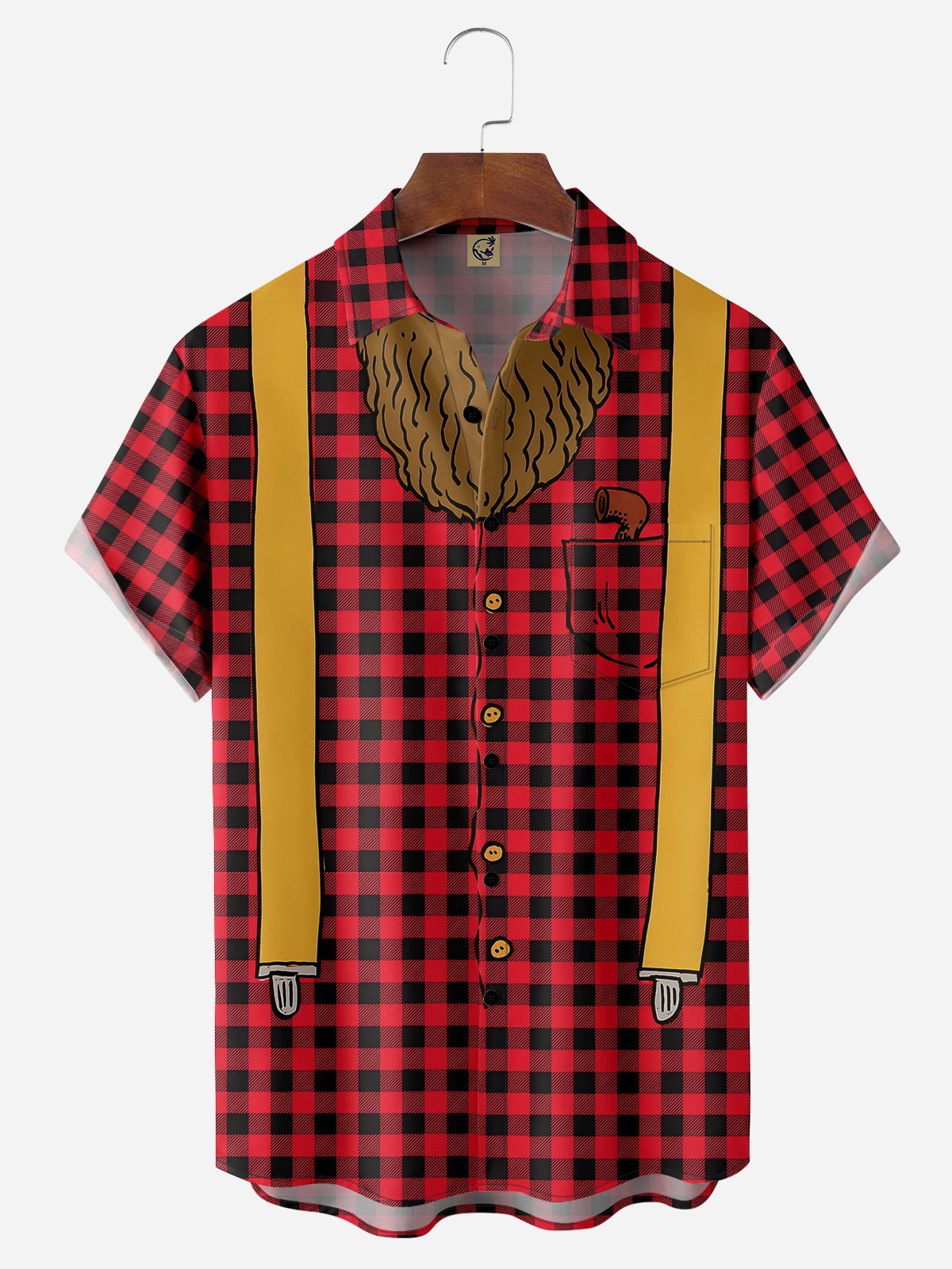 Christmas Classic Plaid Chest Pocket Short Sleeve Casual Shirt