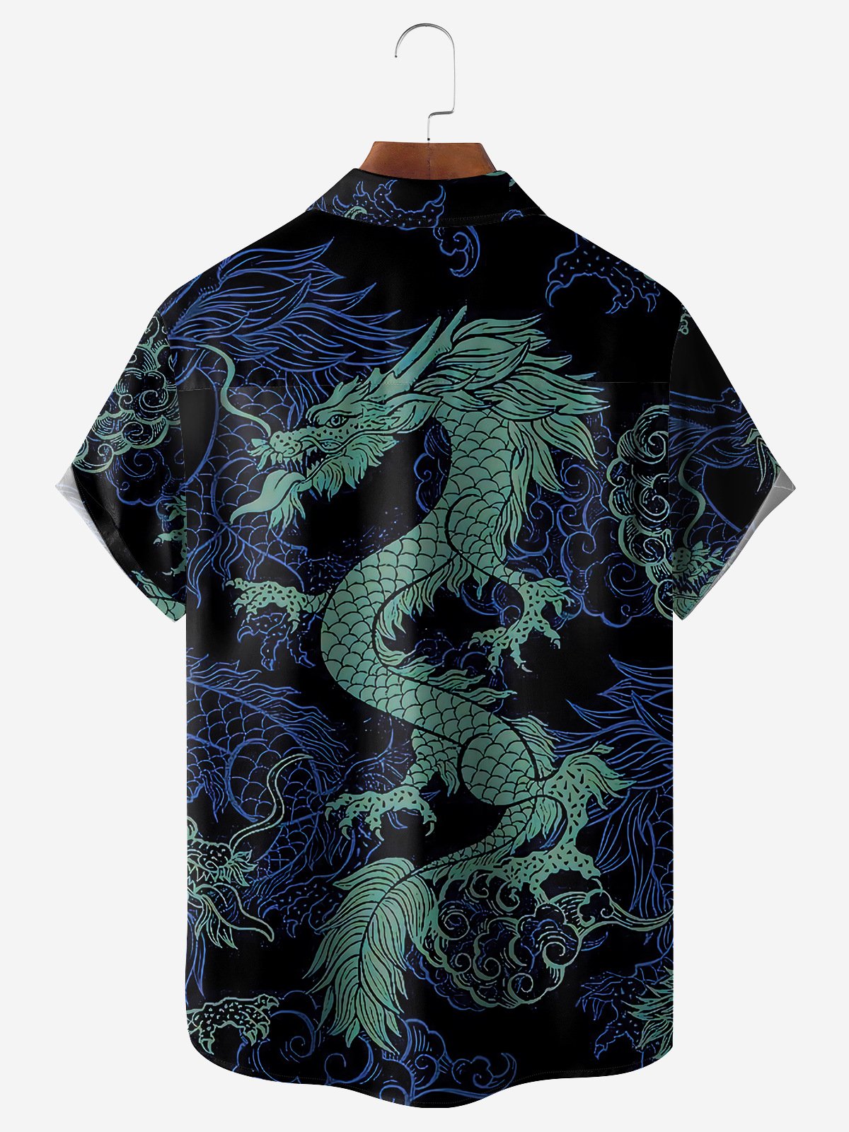 Dragon Chest Pocket Short Sleeve Casual Shirt